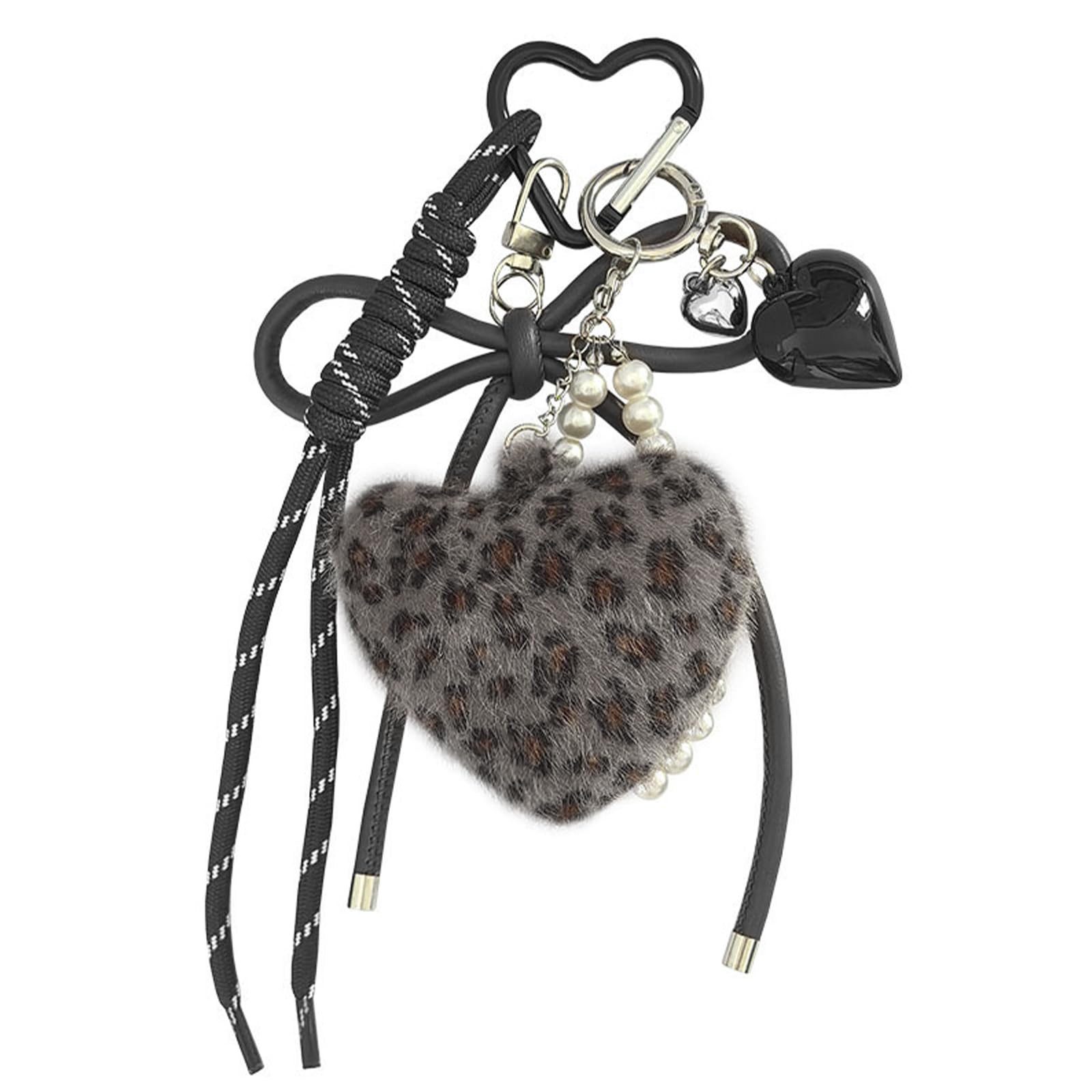 FOUORTUNATE-BEE Schlüsselanhänger Schlüsselanhänger Damen Plüsch Leopard Taschenanhänger weich, Für Tasche Rucksack Autoschlüssel Geschenk Mode Accessoire