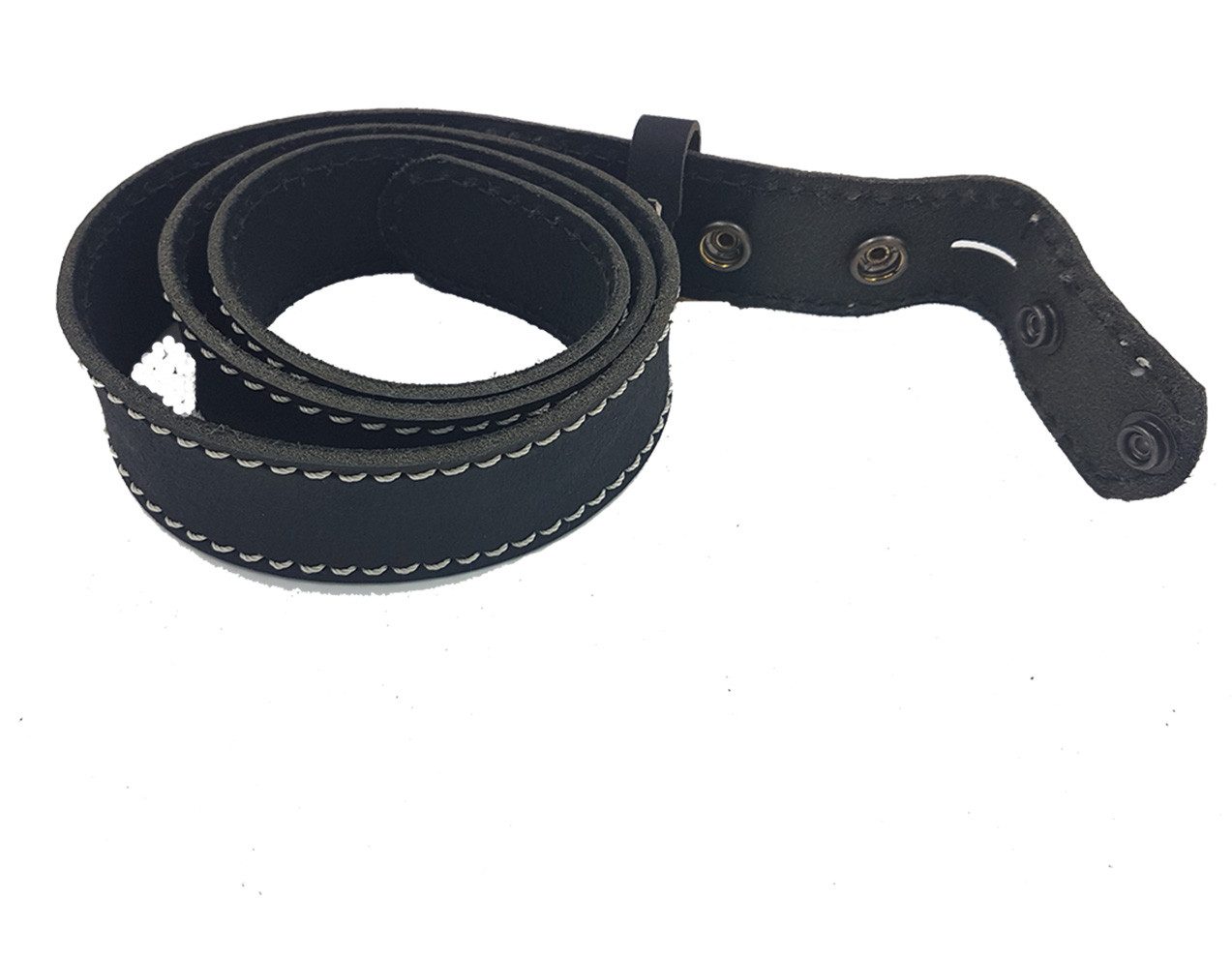 Pezzo D'oro Ledergürtel Ledergürtel Wechselgürtel 4 cm Druckknopfgürtel schwarz weiße Steppung Druckknopf-Verschluß