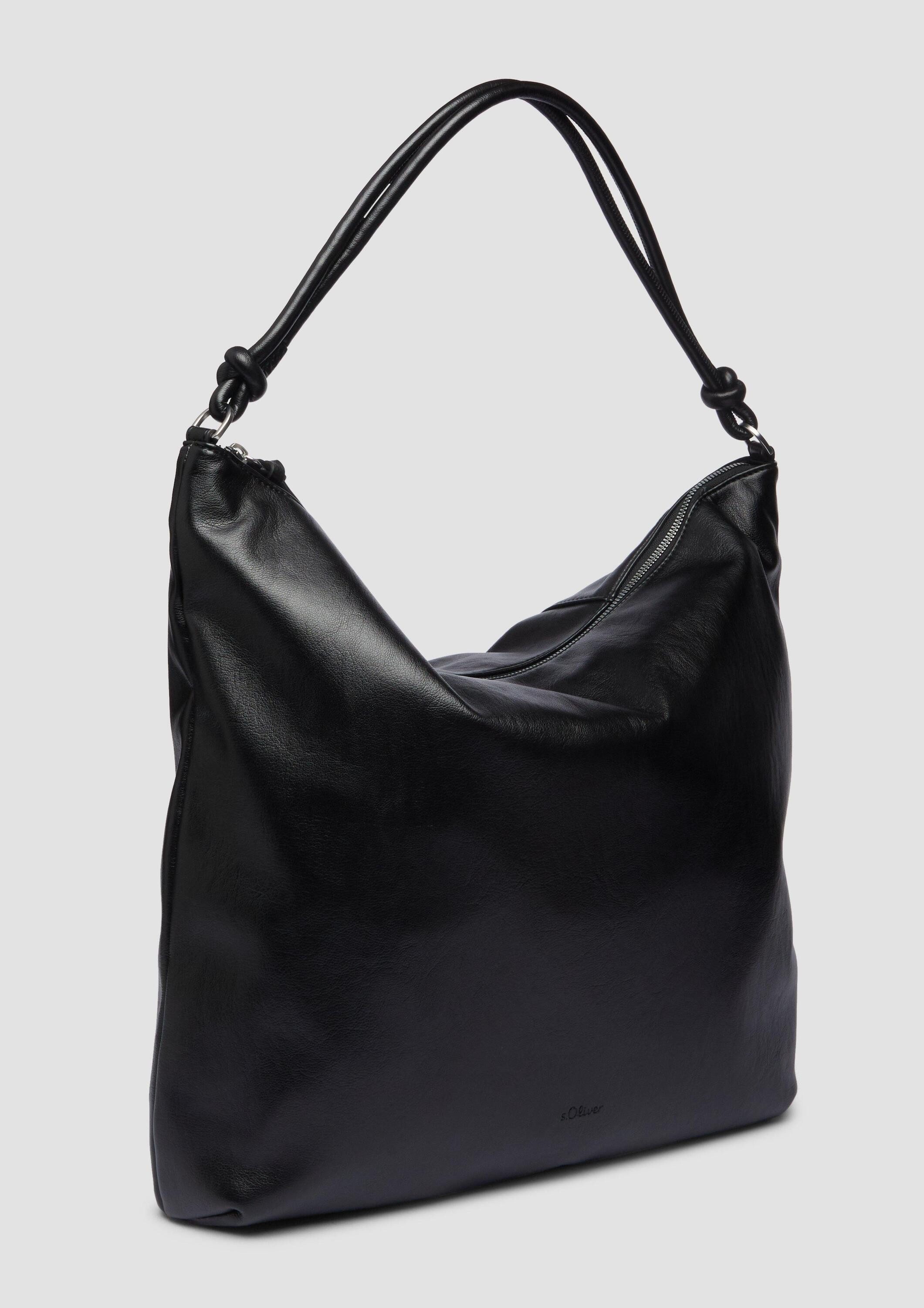 s.Oliver Schultertasche Tasche, Hobo-Bag in Leder-Optik mit Logo-Prägung und Reißverschluss