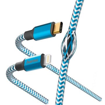 Hama USB-C auf Lightning Ladekabel Datenkabel Blau Tablet-Kabel, USB-C, Lightning, Ladekabel Netzteil passend für Apple iPhone iPod etc.