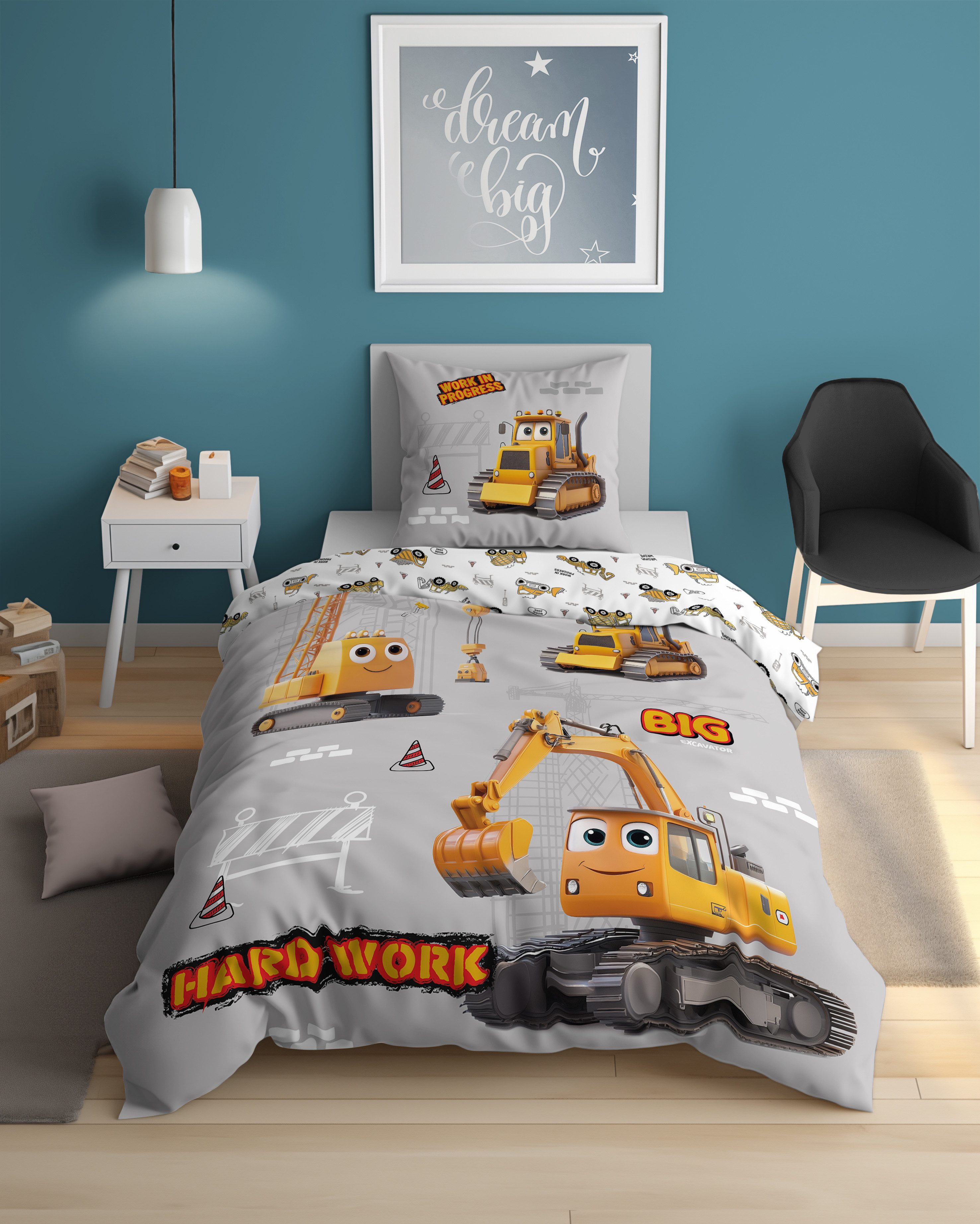 Detexpol Kinderbettwäsche Set Baustelle 100% Baumwolle, Größe: 140x200 cm, günstig online kaufen