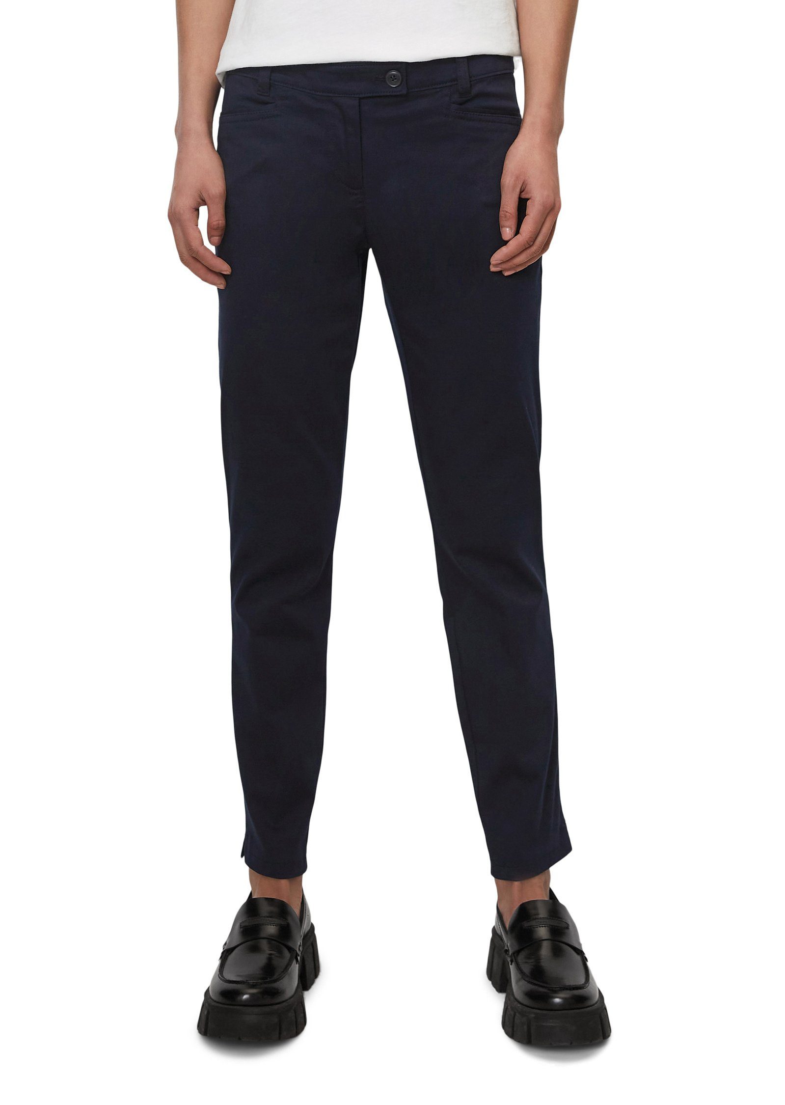 Marc O'Polo Chinohose aus blau Sateen Stretch Smooth