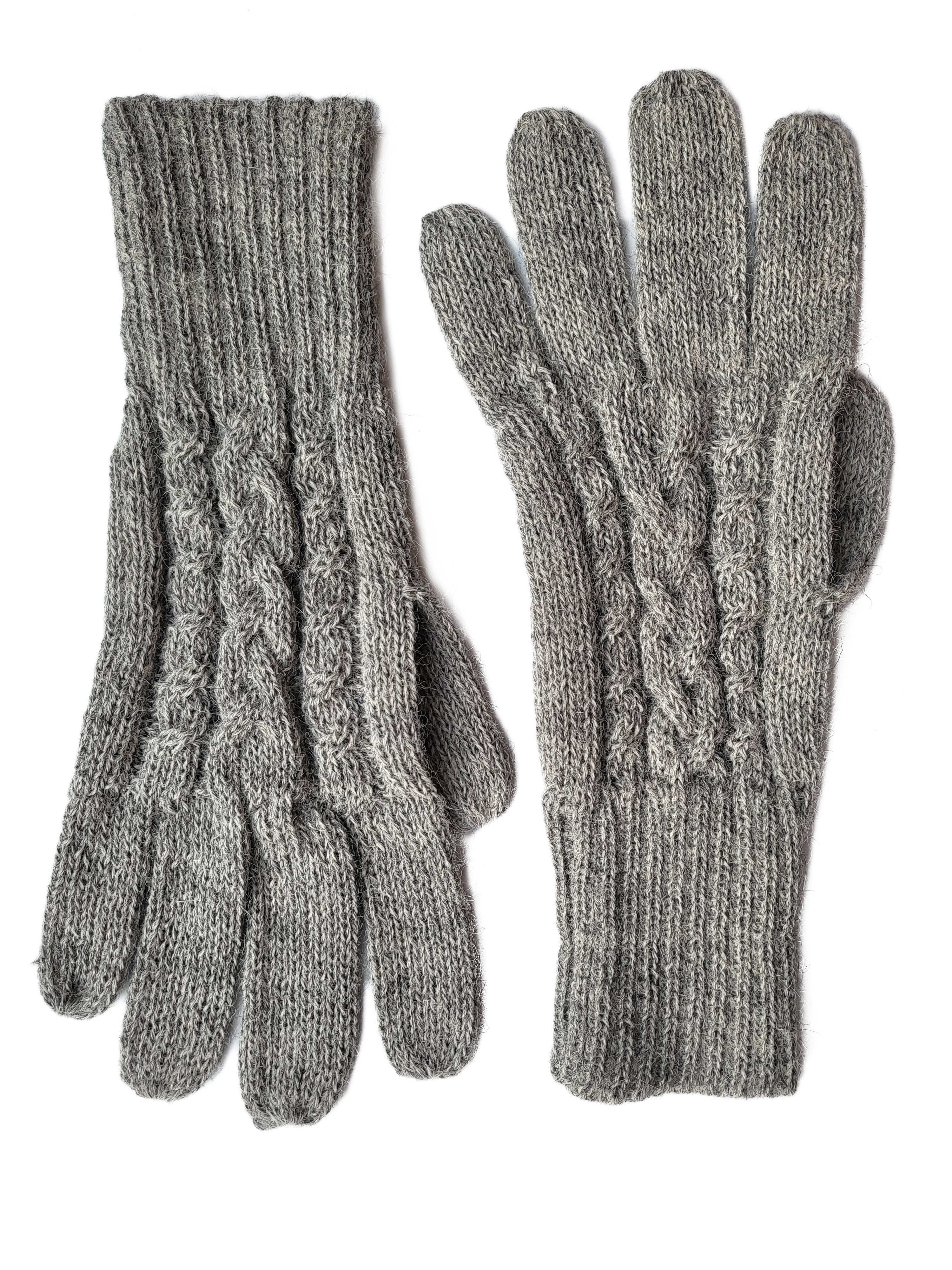 aus Guantibrada Alpaka grau Alpakawolle hell Gear 100% Fingerhandschuhe Strickhandschuhe Posh