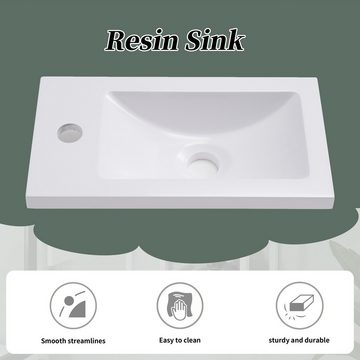 DOPWii Spülenschrank Badezimmermöbel Waschbecken mit Waschtischunterschrank hängend,40 cm Weiß/Grün,Kleine Gästebad Möbel,Spülenschrank