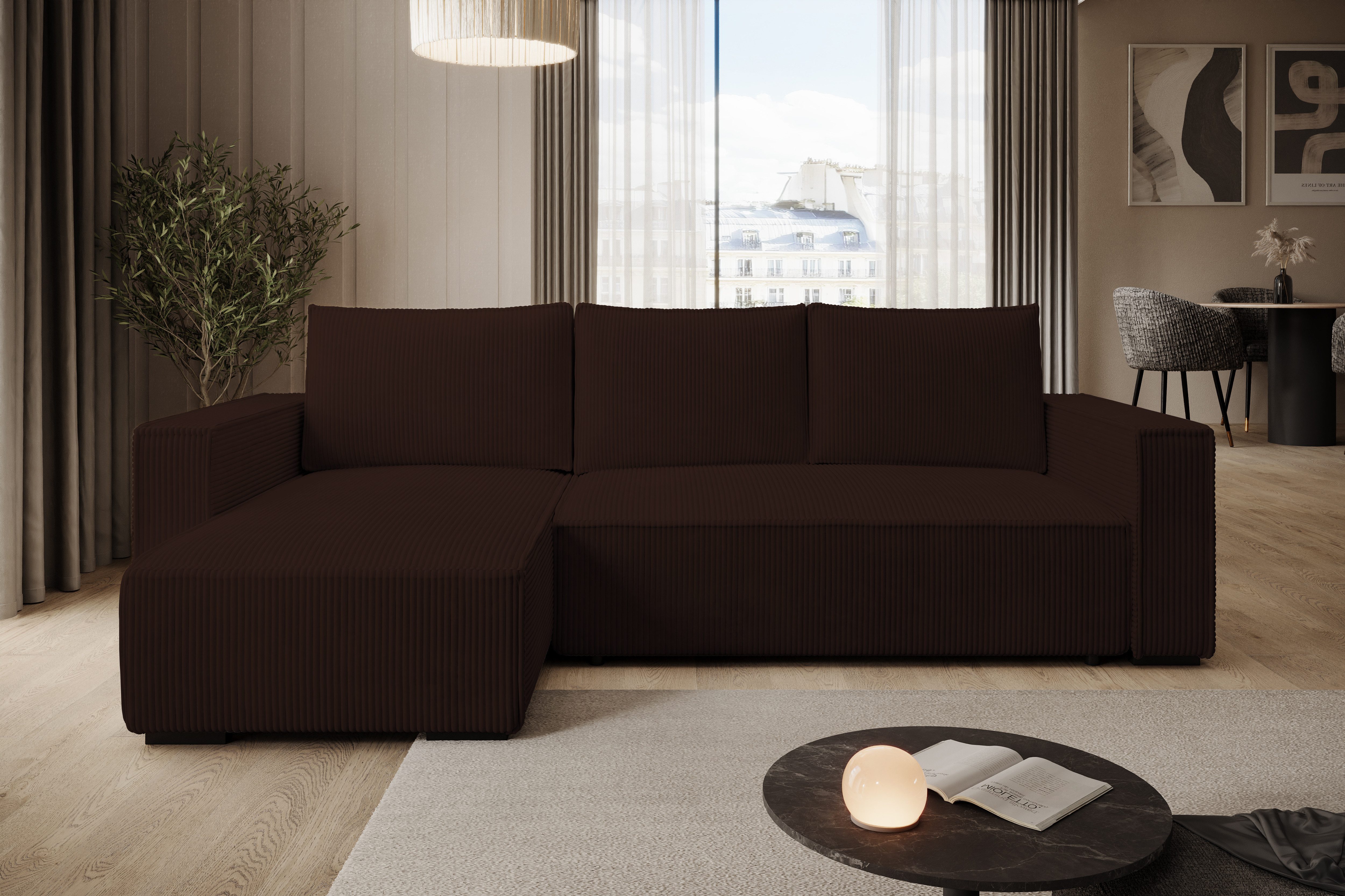 storez24 Ecksofa Letto, mit Bettkasten und Schlaffunktion, Cordstoff, L-For günstig online kaufen