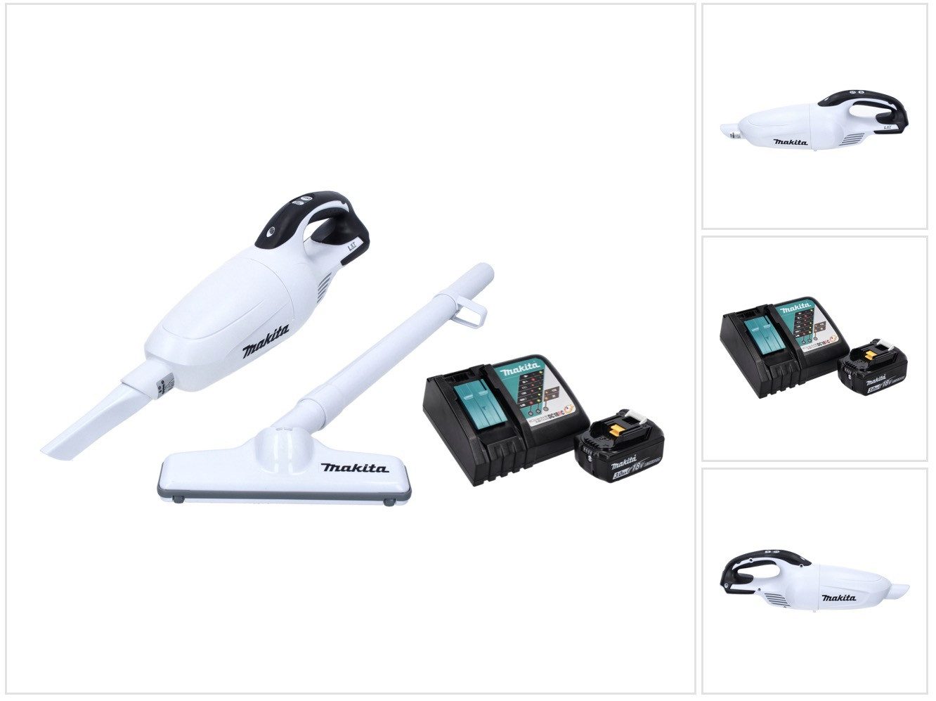 Makita Akku-Handstaubsauger DCL 181 FRF1W Akku Staubsauger 18 V Weiß + 1x Akku 3,0 Ah + Ladegerät