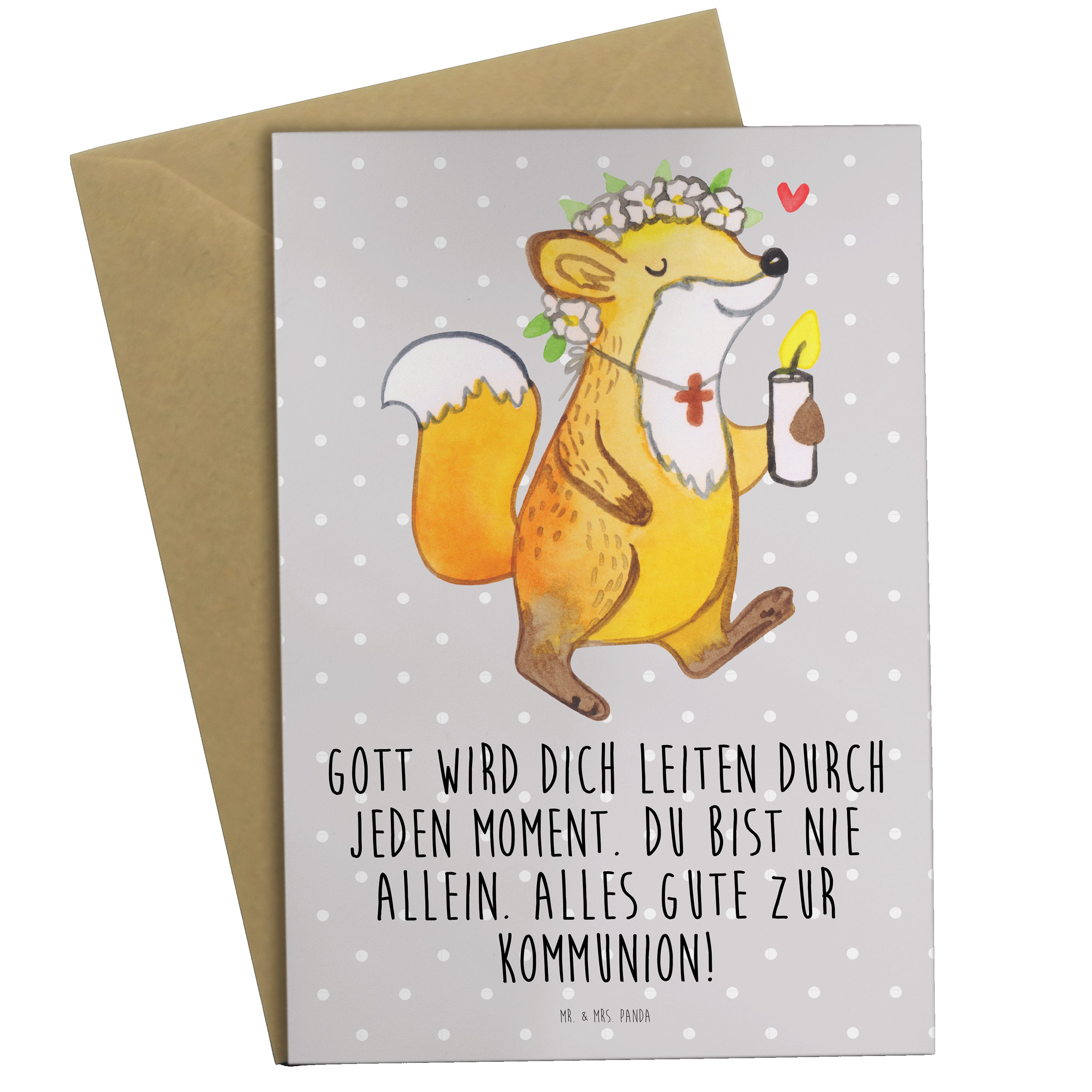 Grau Mr. Geschenk, - Mädchen Grußkarte Kommunion Pastell Fuchs - Geburtstagskarte & Mrs. Panda