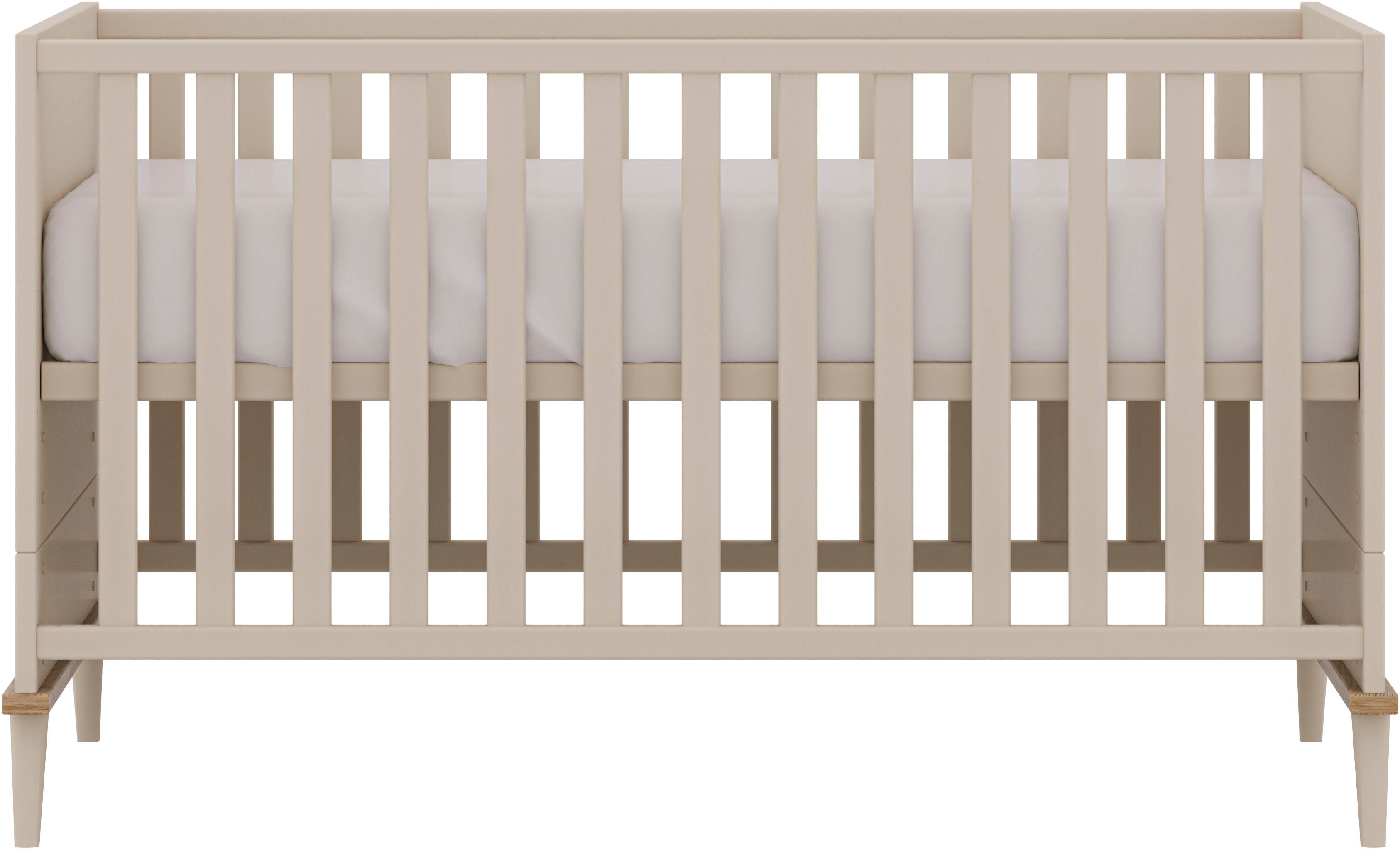 YUNY by PAIDI Babymöbel-Set HAZEL, 3-teiliges Babyzimmer in Beige, modernes Komplettset, (Spar-Set, 3-tlg., 70x140cm Babybett, Kleiderschrank 3-türig, Wickelkommode inkl. Aufsatz), Kinderzimmer, Soft-Close-Funktion, Mitwachsendes Bett inkl. Lattenrost
