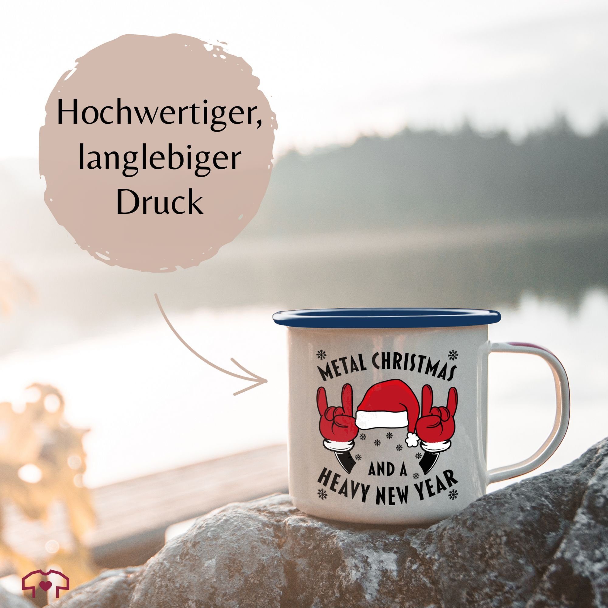 Year, Metal Weihnachtstasse Shirtracer Tasse New and a Stahlblech, Blau Christmas Heavy 3 Weiß