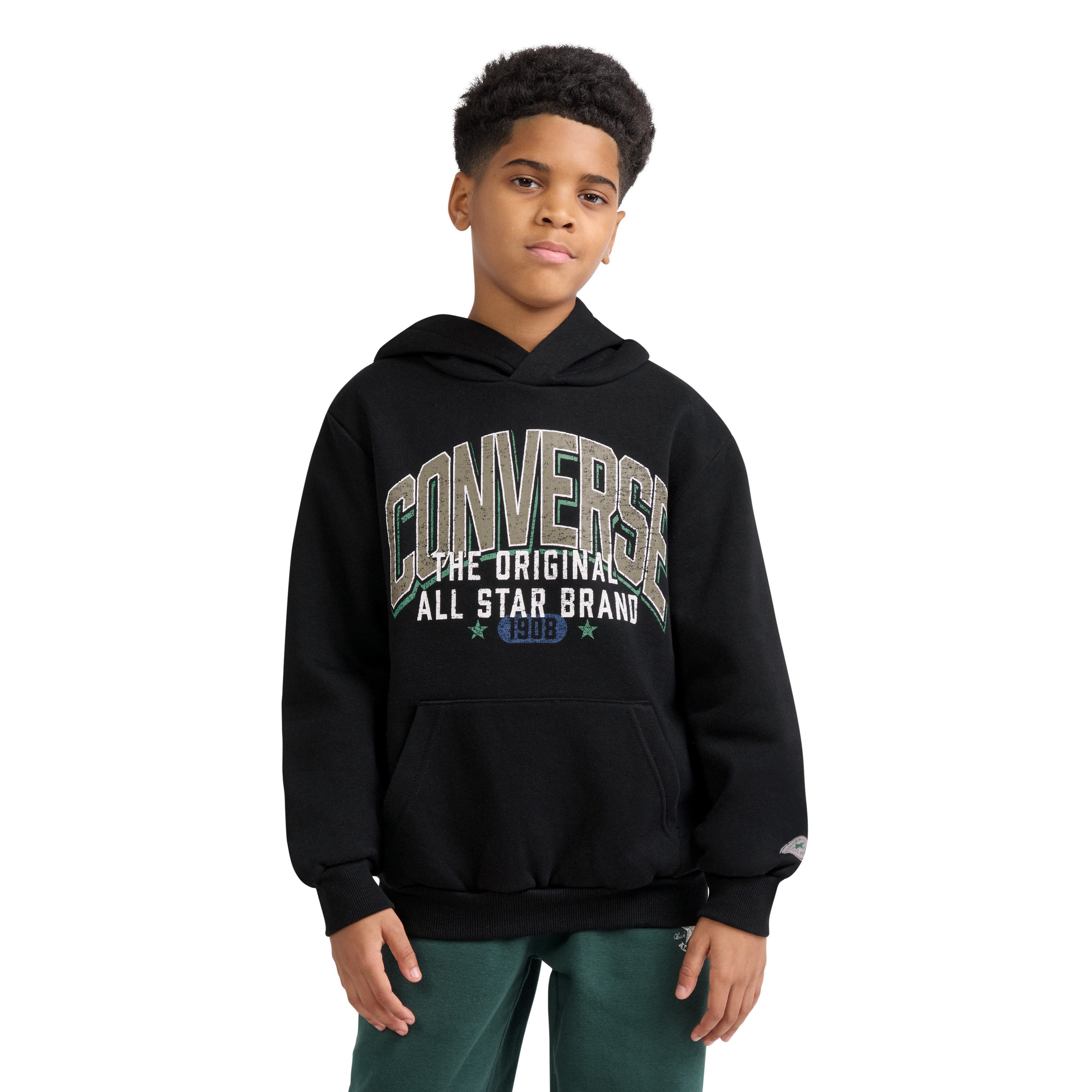 Converse Kapuzensweatshirt CNVB VARCITY LAYERED HOODIE mit warmem Fleece-Material, für Kinder, aus Baumwolle und Polyester