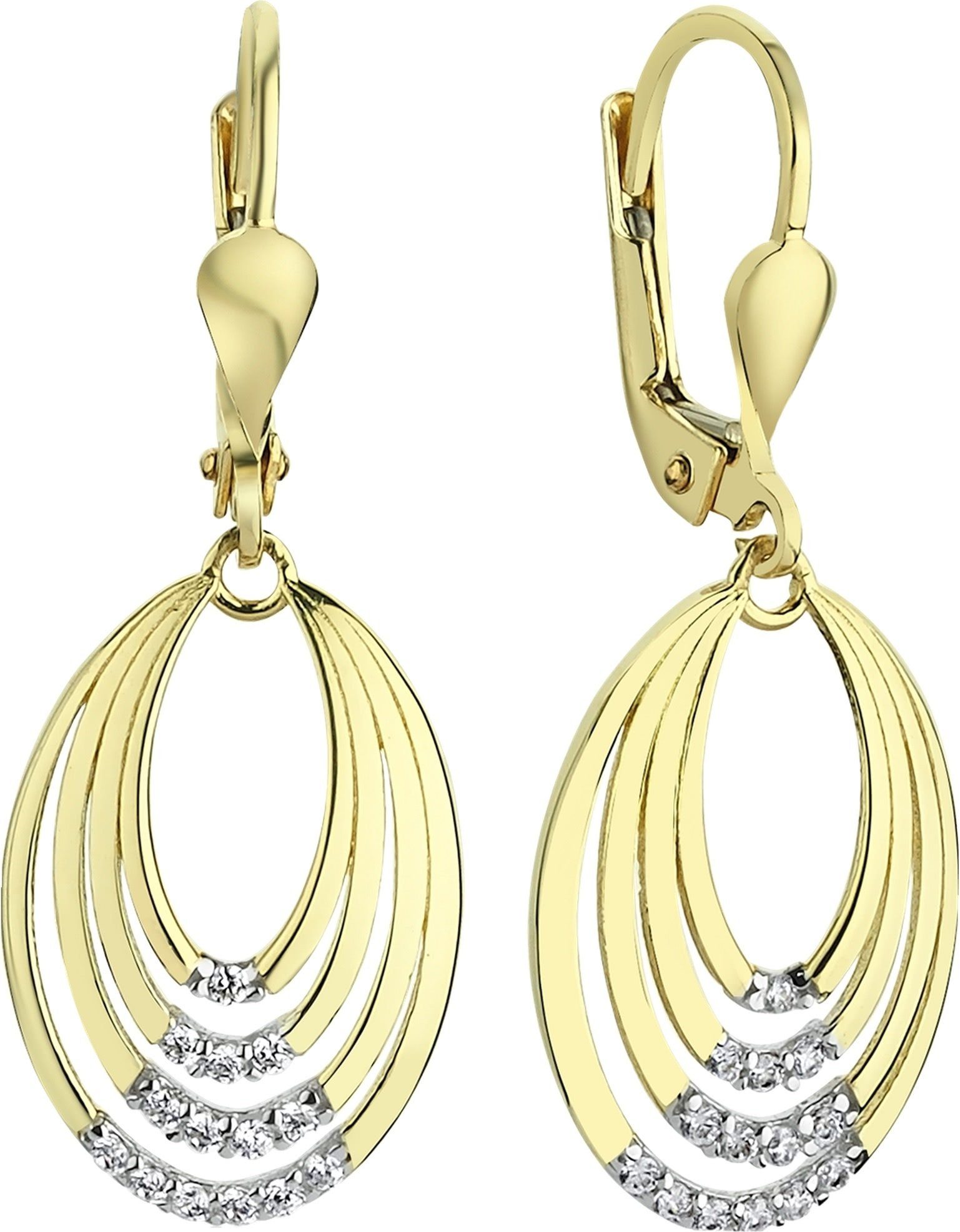Balia Paar Ohrhänger Balia Ohrhänger für Damen 8K Gold (Ohrhänger), Ohrhänger (Ovale) aus 333 Gelbgold - 8 Karat, Farbe: weiß, gold