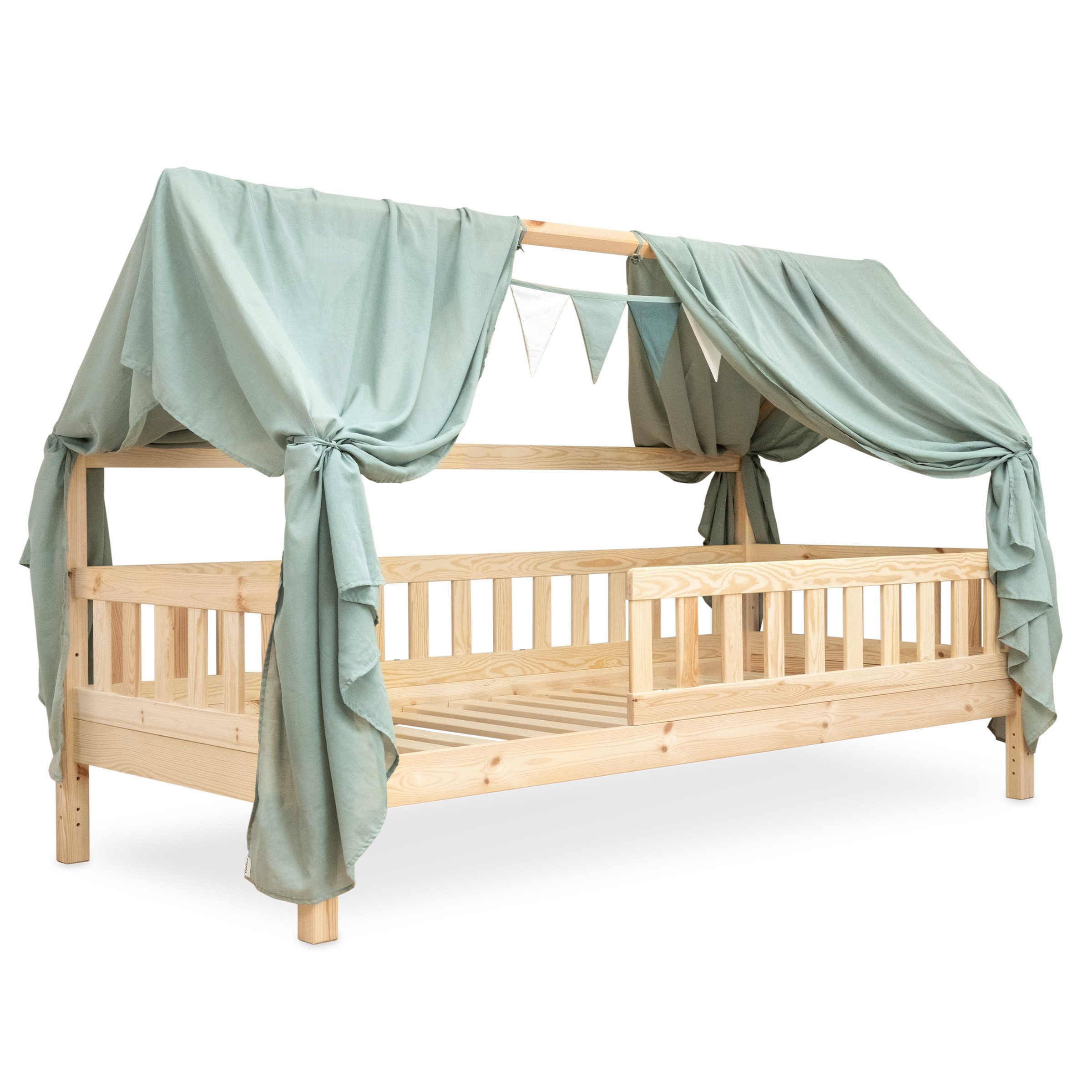 Ehrenkind Betthimmel Deko Hausbett, Kinderzimmer-Deko-Set (Kinderzimmer Deko), Betthimmel & Wimpelkette für magische Momente, hochwertige Materialien