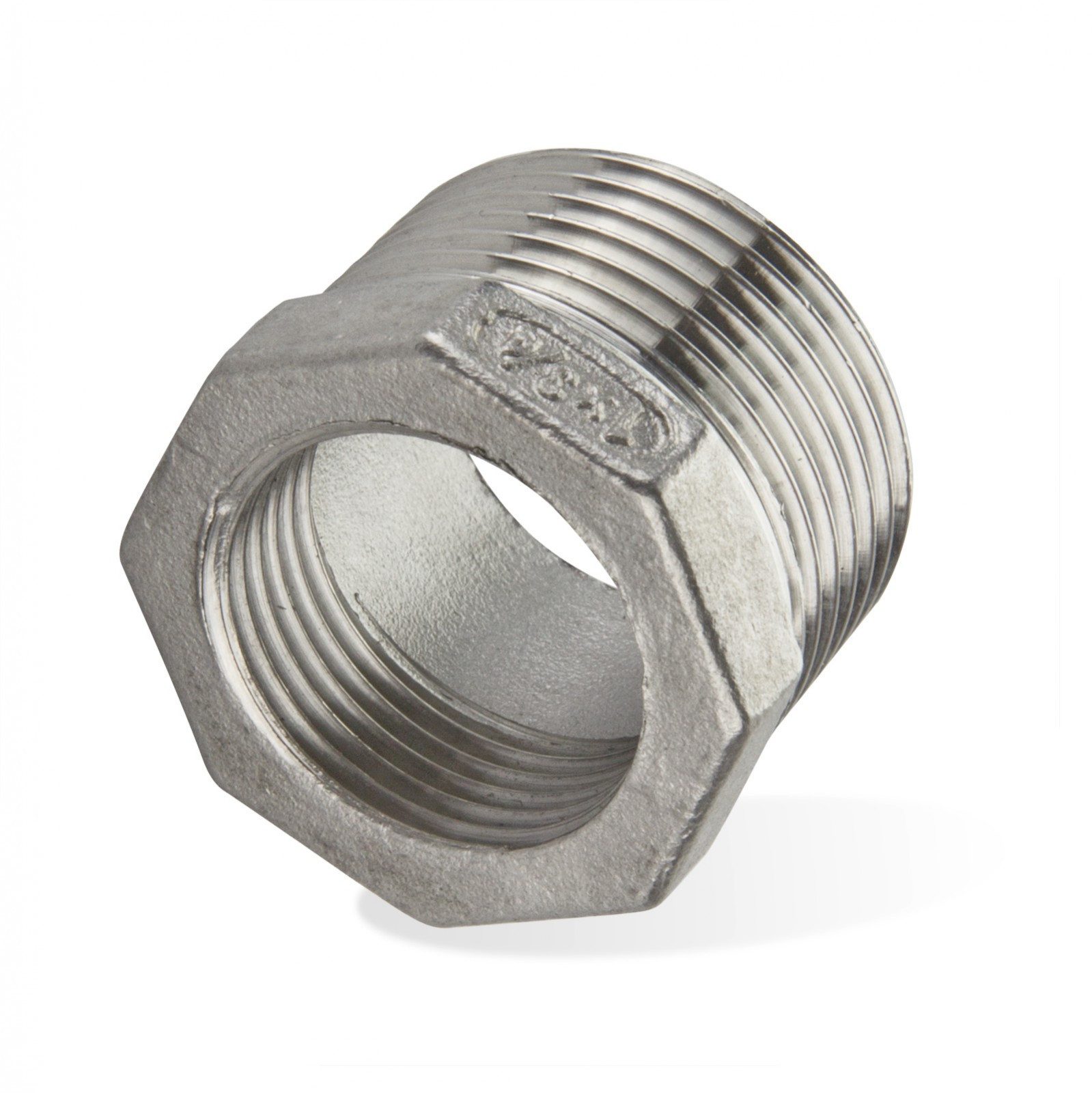 GEBO Gewindefitting Edelstahl Fitting Reduzierstück 3/4 x 1/2 Zoll Übergangsstück