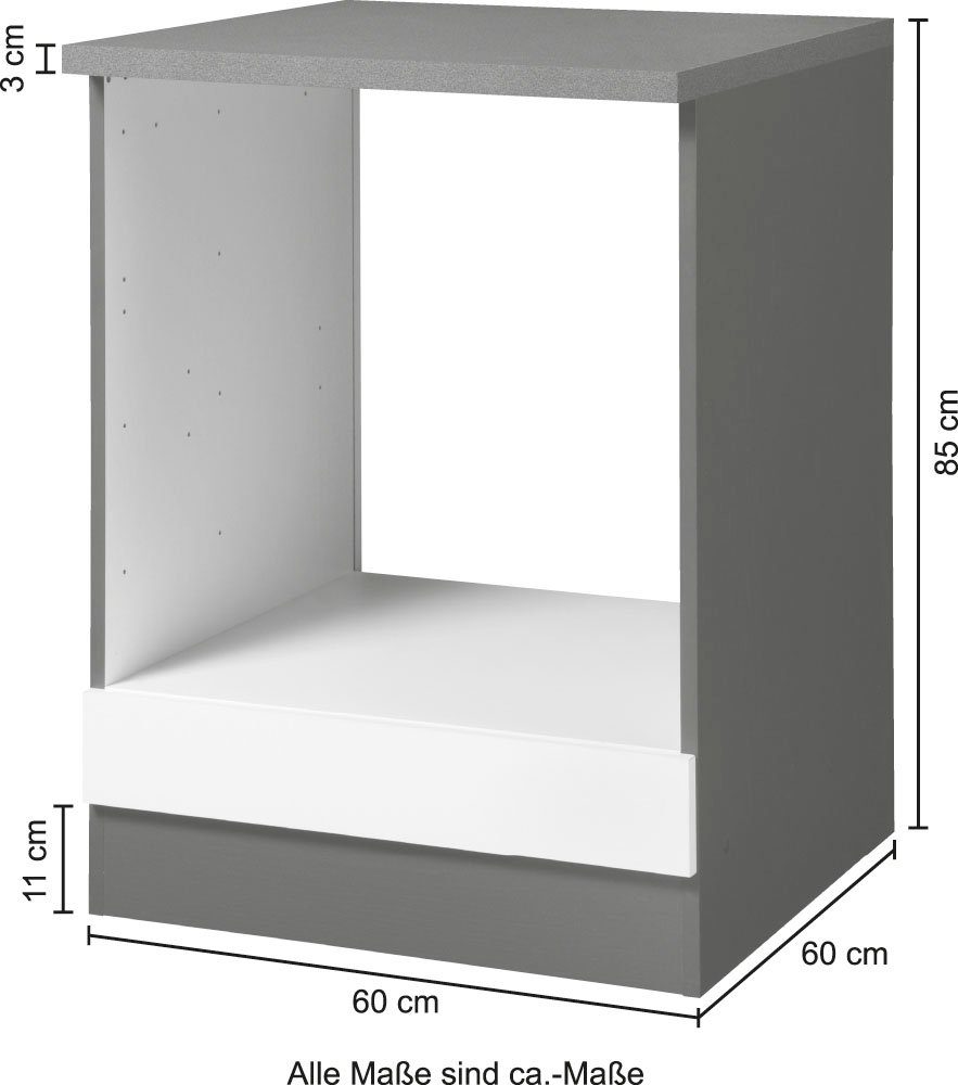 MÖBEL Breite Herdumbauschrank Paris weiss/graphitfarben 60 cm HELD