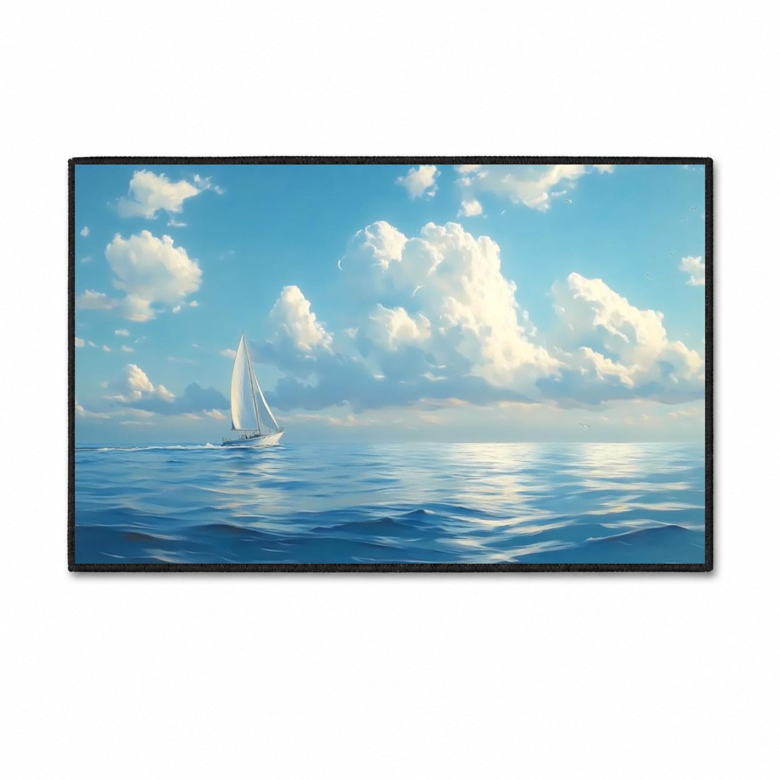 Jumpeak Teppich Meer‑Teppich Segelboot Motiv, maritime Ozean‑Landschaft, Rechteckig, Höhe: 5 mm, rutschfest, weich für Wohn‑ und Schlafzimmer