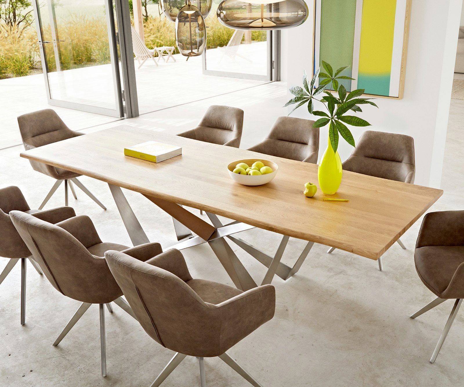 DELIFE Esstisch Edge, Eiche Natur 260x100x2,5-3 günstig online kaufen