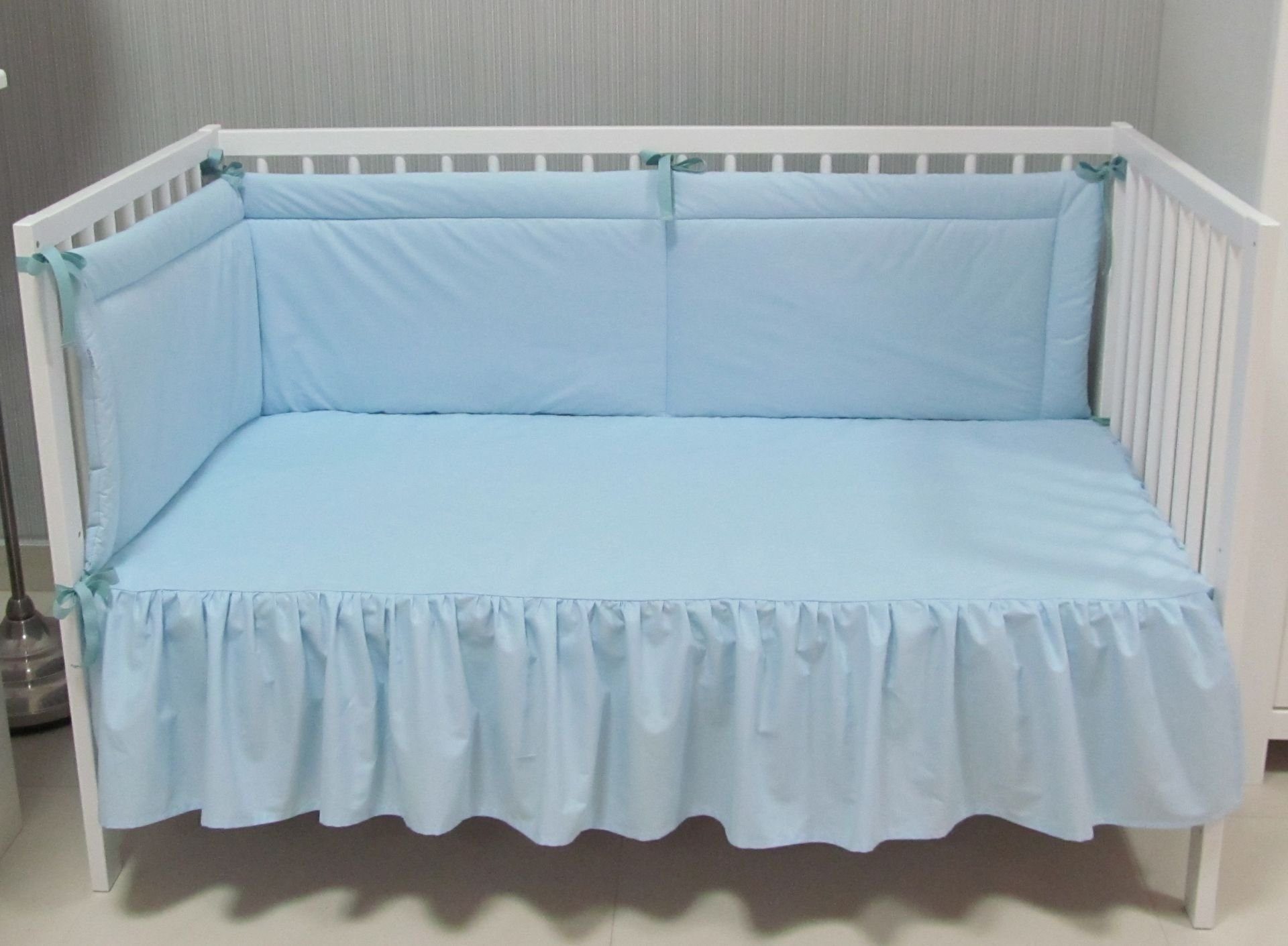 Bettlaken Made Einfarbig, Baumwolle, in Reine für Bettvolant EU Babybett, Dekorativ, Glatt, Babymajawelt, Betthusse blau