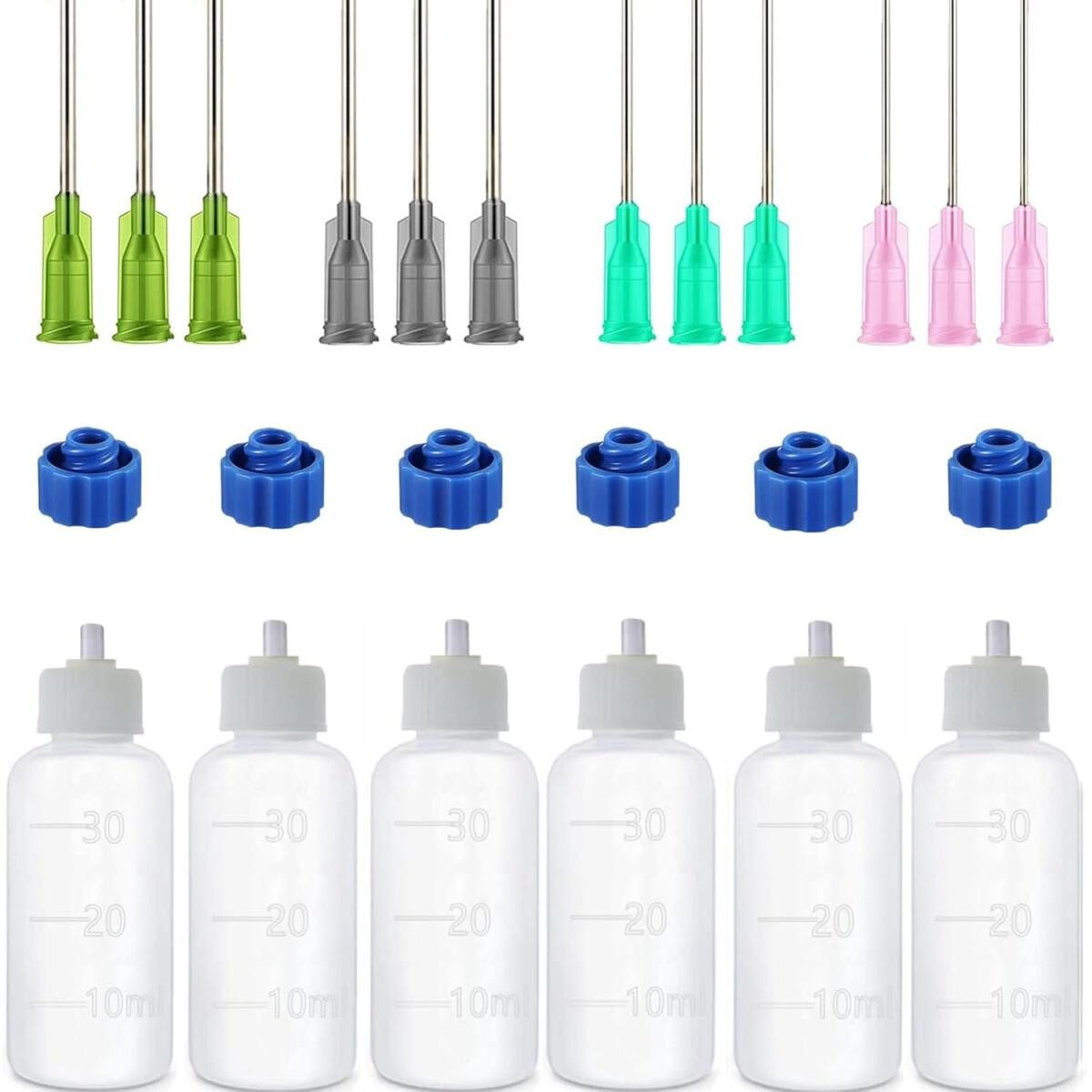 FELIXLEO Feldflasche Nadelflasche 30ml mit 12 Dosiernadeln für Flüssigkleber DIY