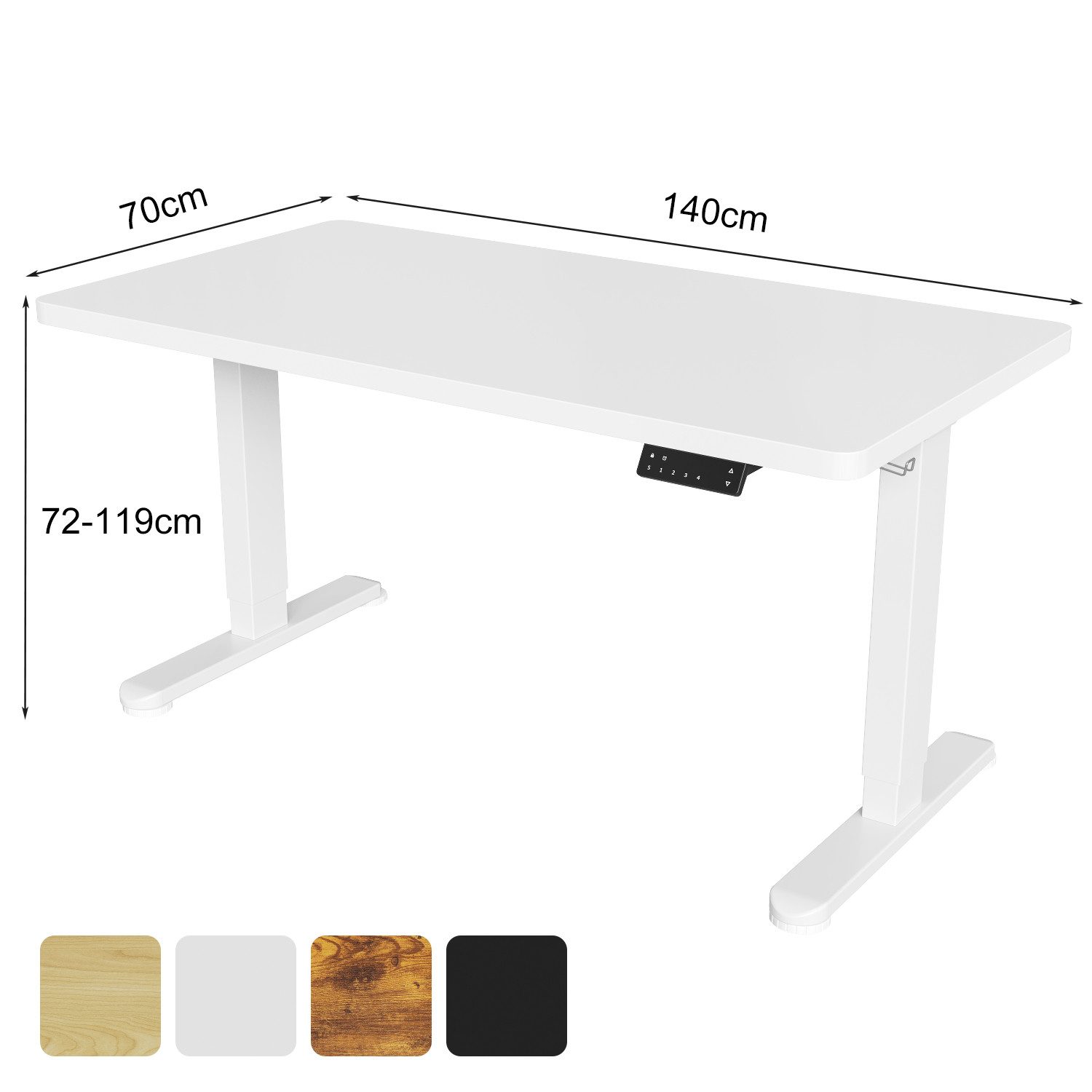 HOMALL Schreibtisch Höhenverstellbarer Elektrisch mit 25mm starker einteiliger Tischplatte (Maße: 140 × 70 / 160 × 80 / 180 × 80, ausgestattet mit zwei Motoren und zwei Querträgern, mit Kabelmanagementbox, maximale Tragkraft 120 kg, mit Weckfunktion und Kindersicherung)