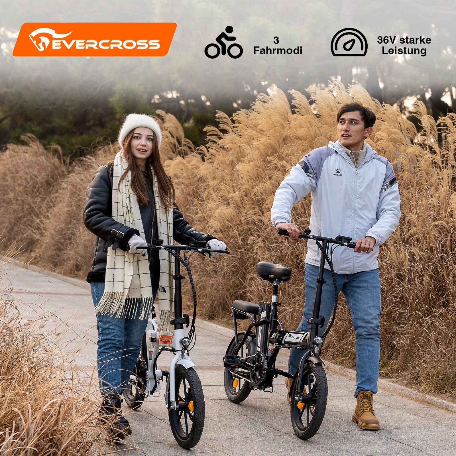 EVERCROSS TECH E-Bike EK5 Faltbares E-Fahrrad,Pedelec, 36V 13AH, Heckmotor, 468 Wh, Heckmotor, 15/20/25 KM/H, bis 35-60km, ebike Herren/Damen