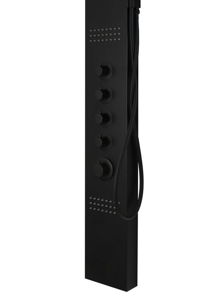 Thumbnail - KOLMAN Duscharmatur Duschpaneel Thermostatisch Edelstahl KASKADA mit Kopfbrause in Schwarz in Schwarz