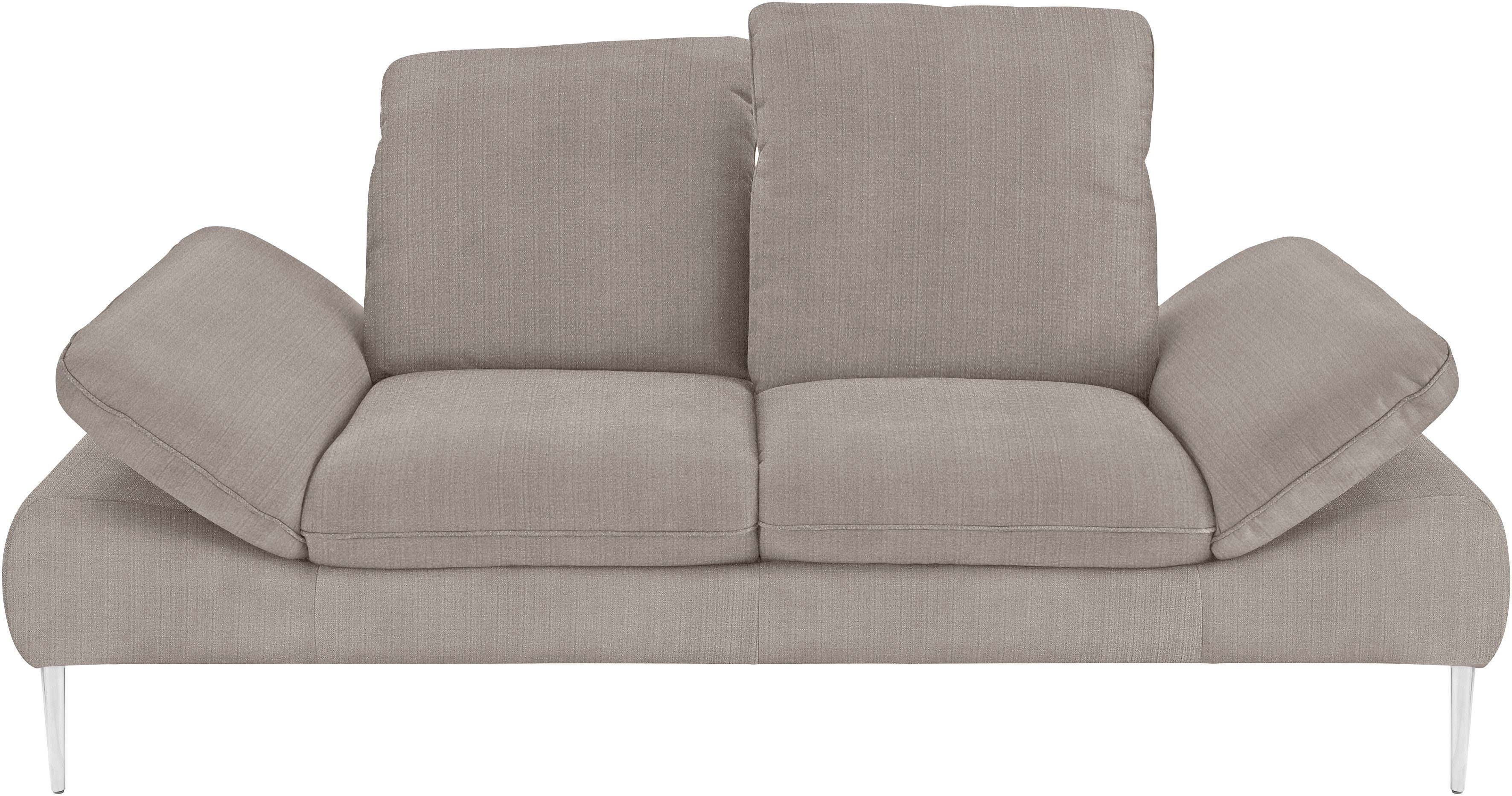 2-Sitzer W.SCHILLIG cm enjoy&MORE, silber mit matt, Sitztiefenverstellung, 202 Breite Füße