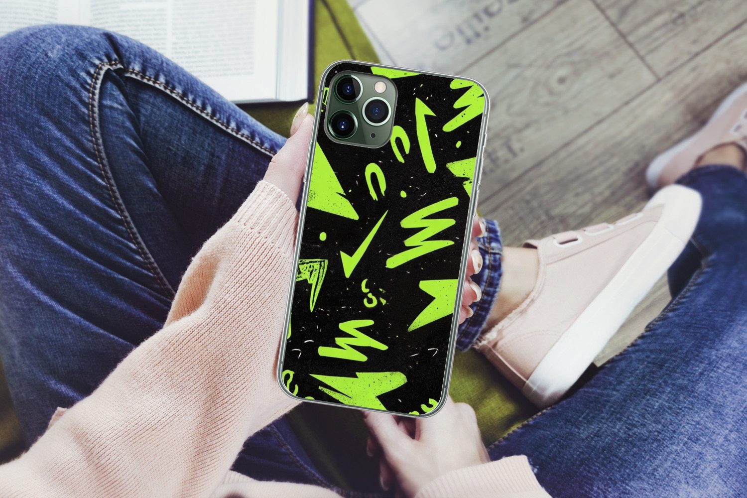 MuchoWow Handyhülle für Apple iPhone 11 Pro Spiele - Formen - Pfeile - Abstrakt - Schwarz, Smartphone-Bumper, Print, Handy Schutzhülle Dünn
