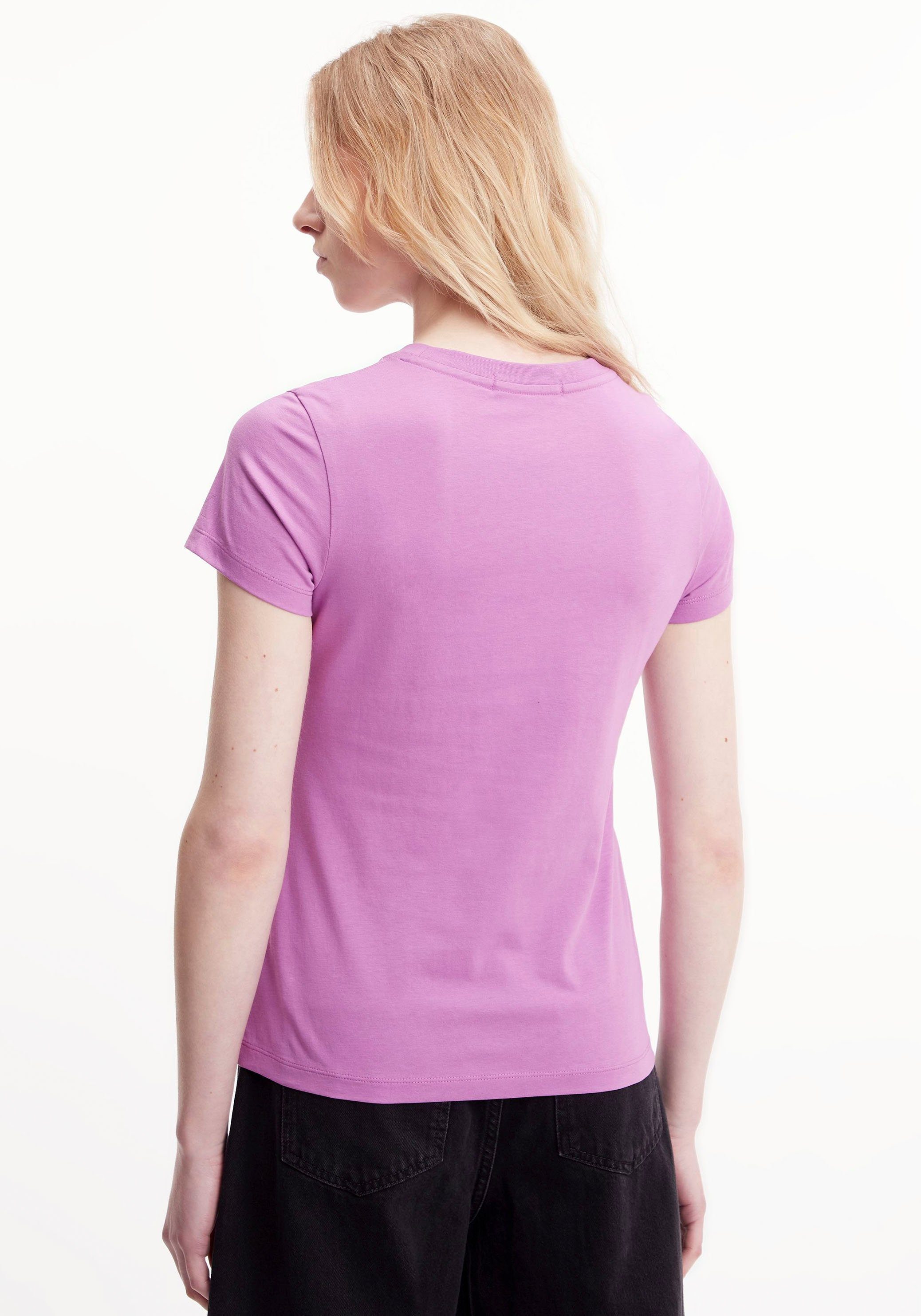 Calvin Klein Jeans T-Shirt MICRO FIT MONOLOGO Orchid Rundhalsausschnitt Iris SLIM TEE mit