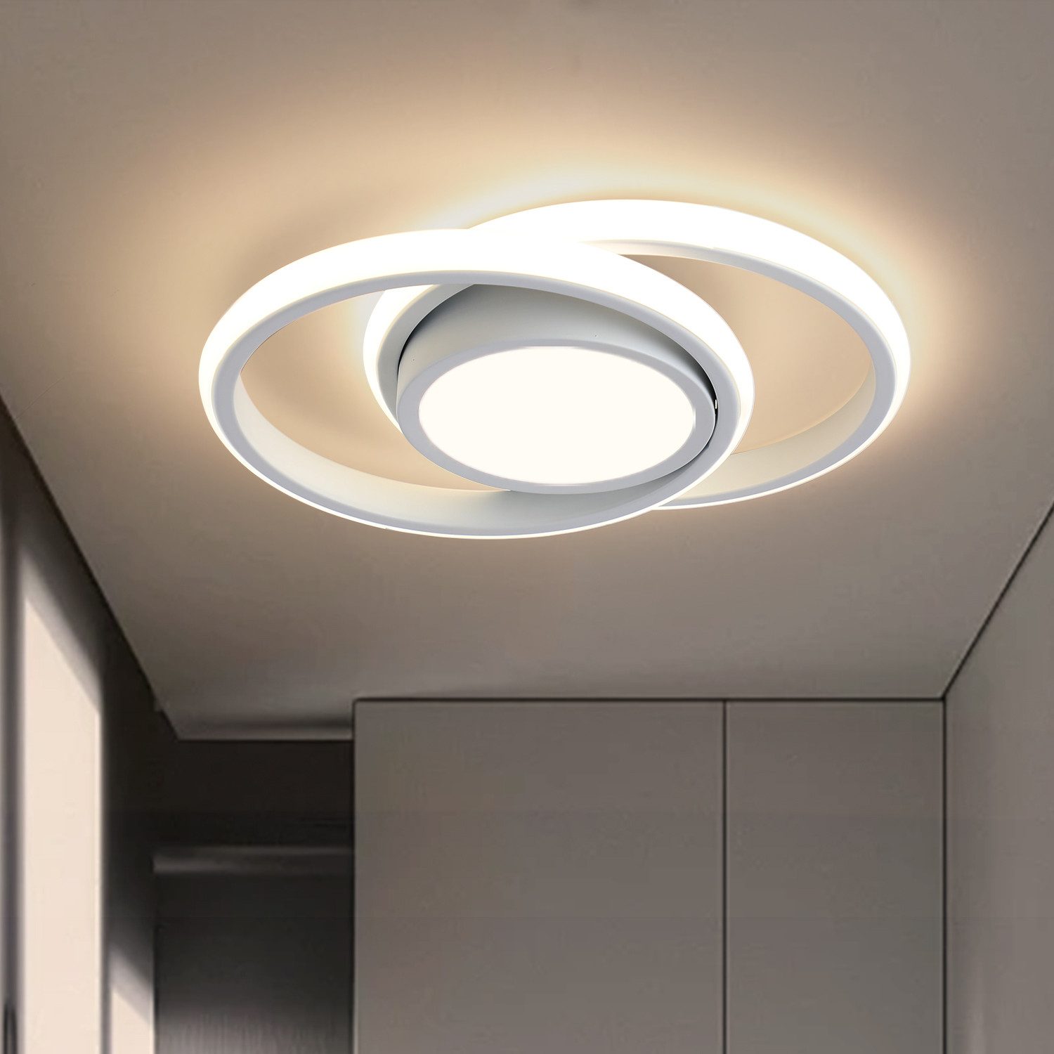 JDONG LED Deckenleuchte Schwarz/Weiß 30/32cm Deckenlampe 4000K 2000LM Neutr günstig online kaufen