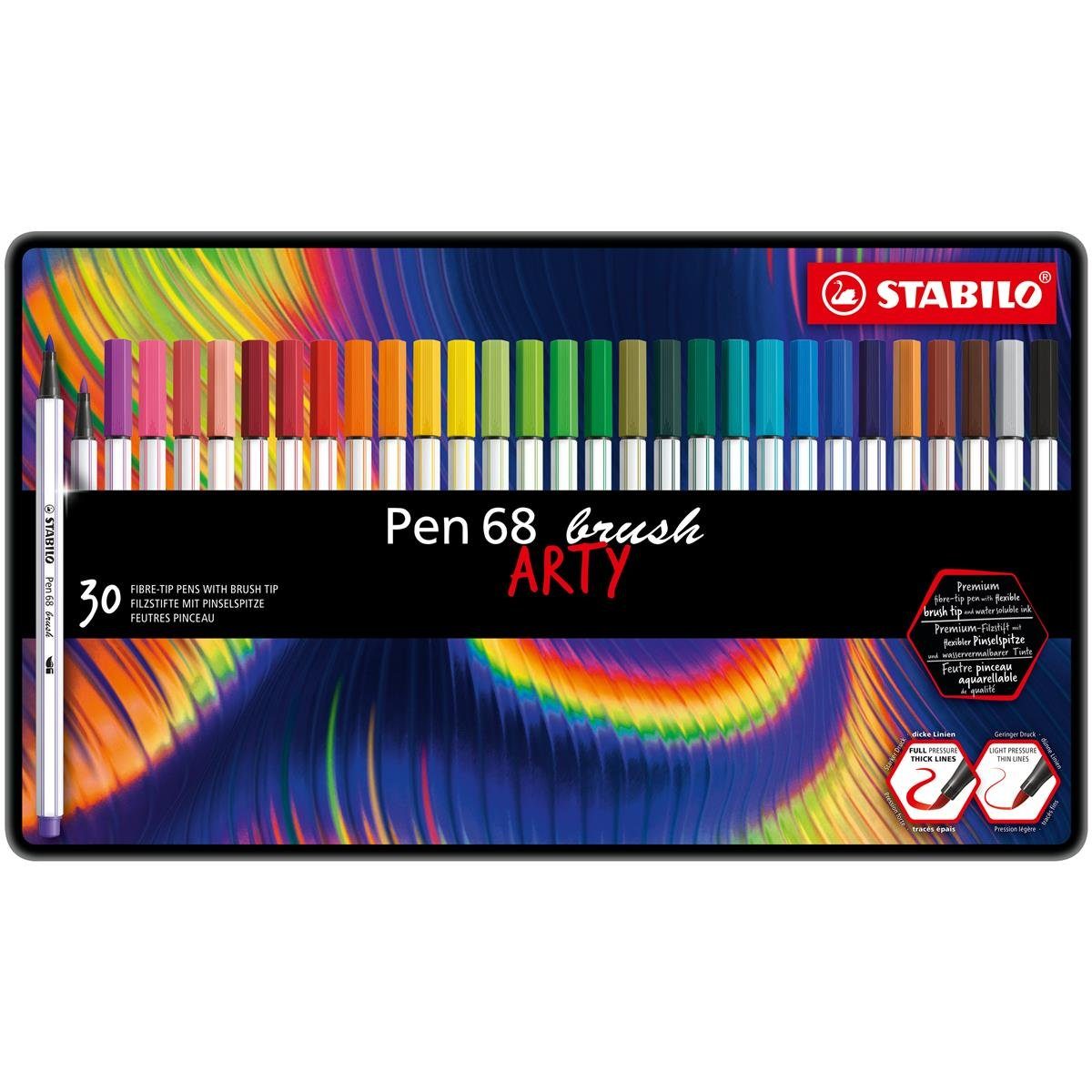 ARTY - Premium-Filzstift STABILO Pinselstift STABILO 68 Pen brush 30er Metalletui