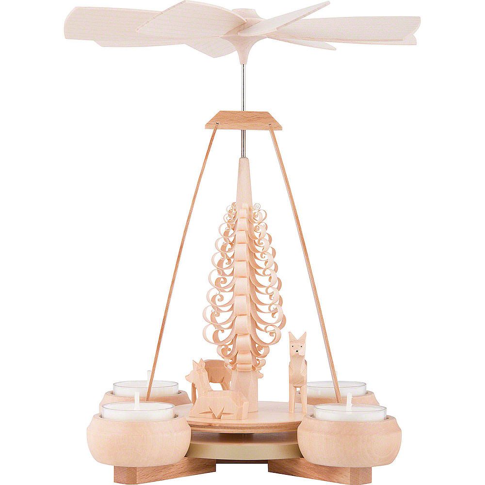 Müller Kleinkunst GmbH Seiffen Weihnachtspyramide 1-stöckige Pyramide Rehe geschnitzt (24cm) von Müller Kleinkunst