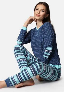 Cornette Schlafanzug Damen Schlafanzug Zweiteiler Pyjama Langarm mit Rundhals Baumwolle 634