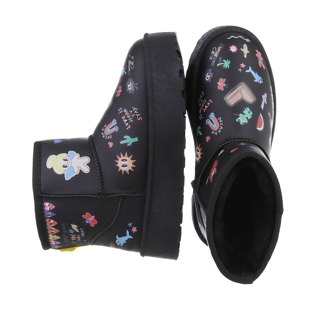 Ital-Design Kinder Snowboots Freizeit Stiefelette (87214306) Flach Stiefeletten in Schwarz – Bild 2 von 4