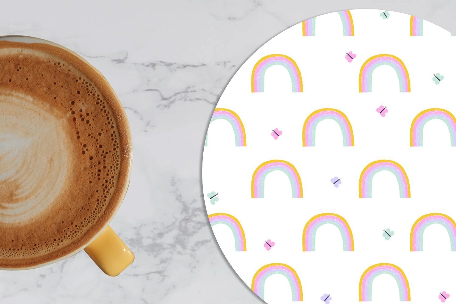 MuchoWow Korkuntersetzer, - Glasuntersetzer Baby, Regenbogen Becher Getränkeuntersetzer, für Zubehör Schmetterling Tasse, Tassenuntersetzer, Gläser, 6-tlg., -