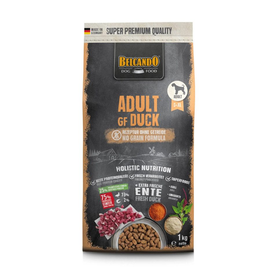 Belcando Adult GF Duck - getreidefreies Trockenfutter für sensible Hunde, Trockenfutter für: Hunde