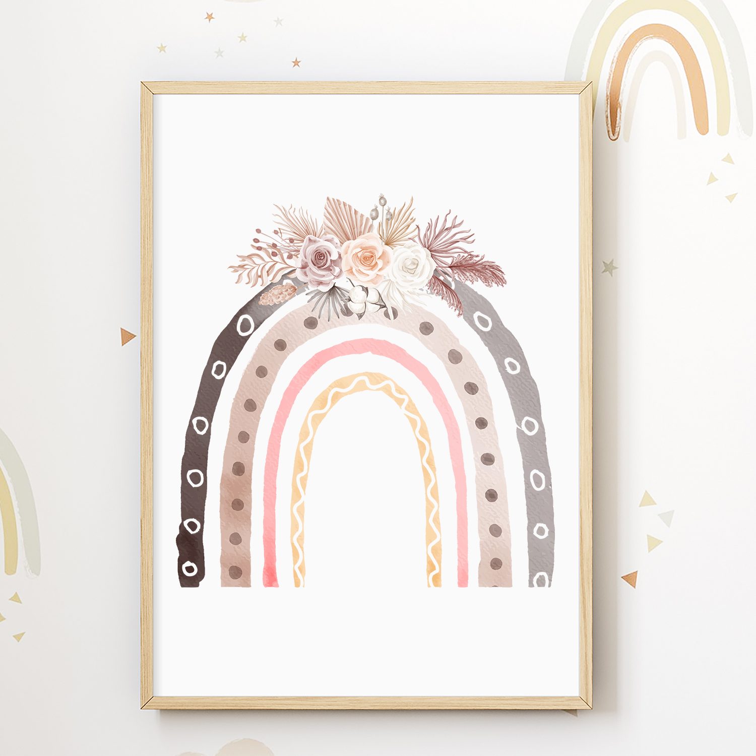 Tigerlino Poster Mond Regenbogen Wolke Boho Bilder 3er Set Kinderzimmer Wandbilder – Bild 4 von 5