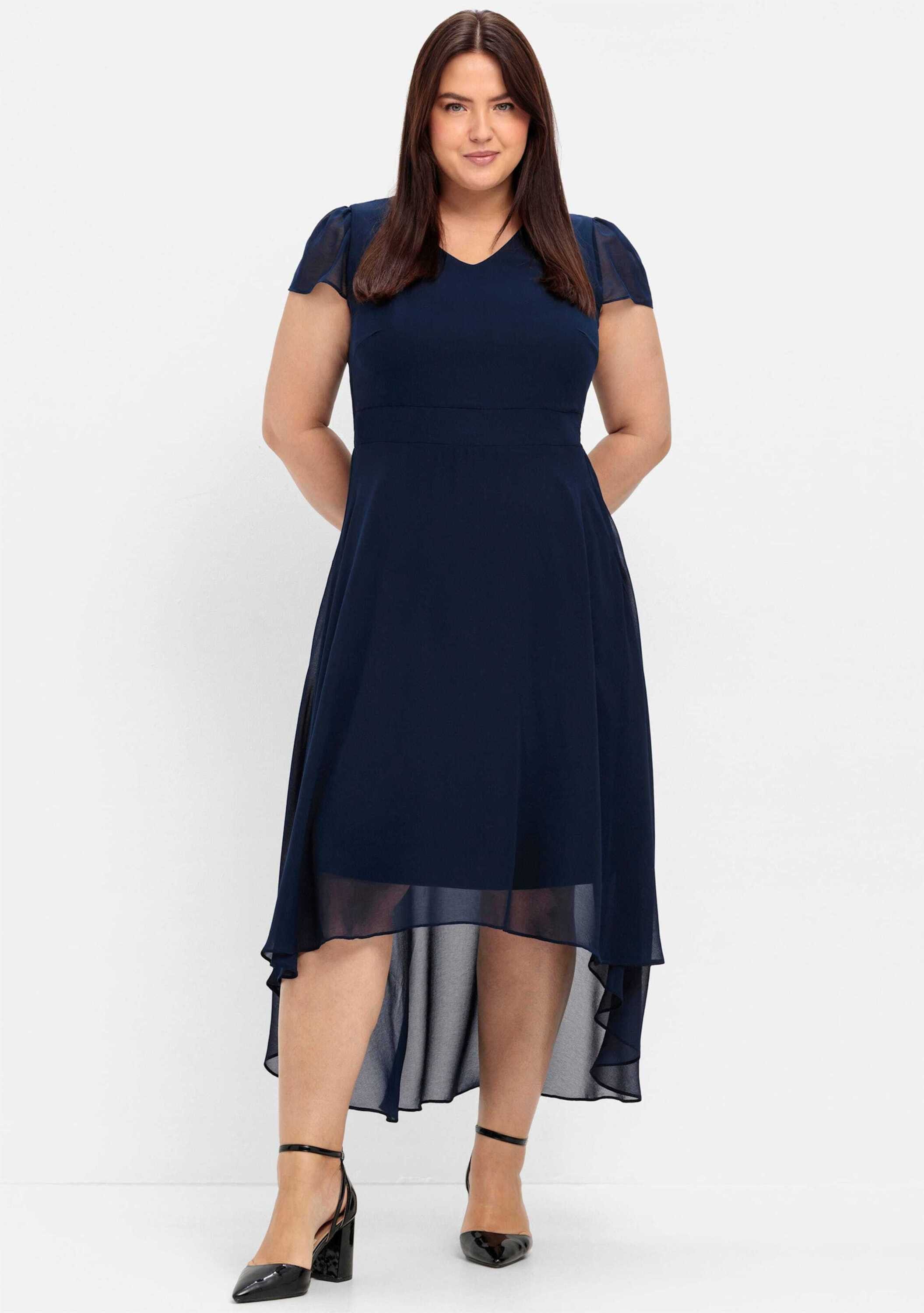 Sheego Etuikleid Abendkleid Kurzarm mit Flügelärmeln