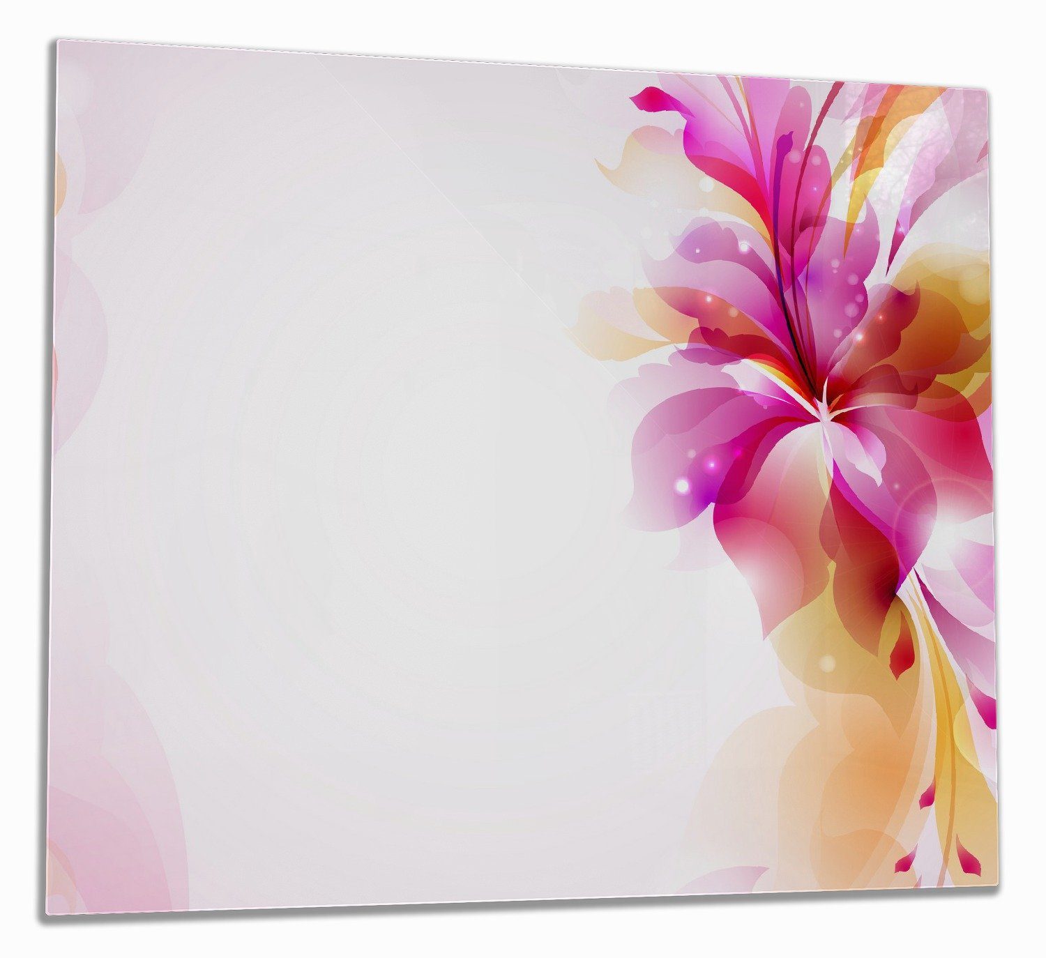 inkl. Pinkes Blumenbuket, (Glasplatte, 1 ESG-Sicherheitsglas, Herd-Abdeckplatte tlg., verschiedene Noppen), 5mm Wallario Größen