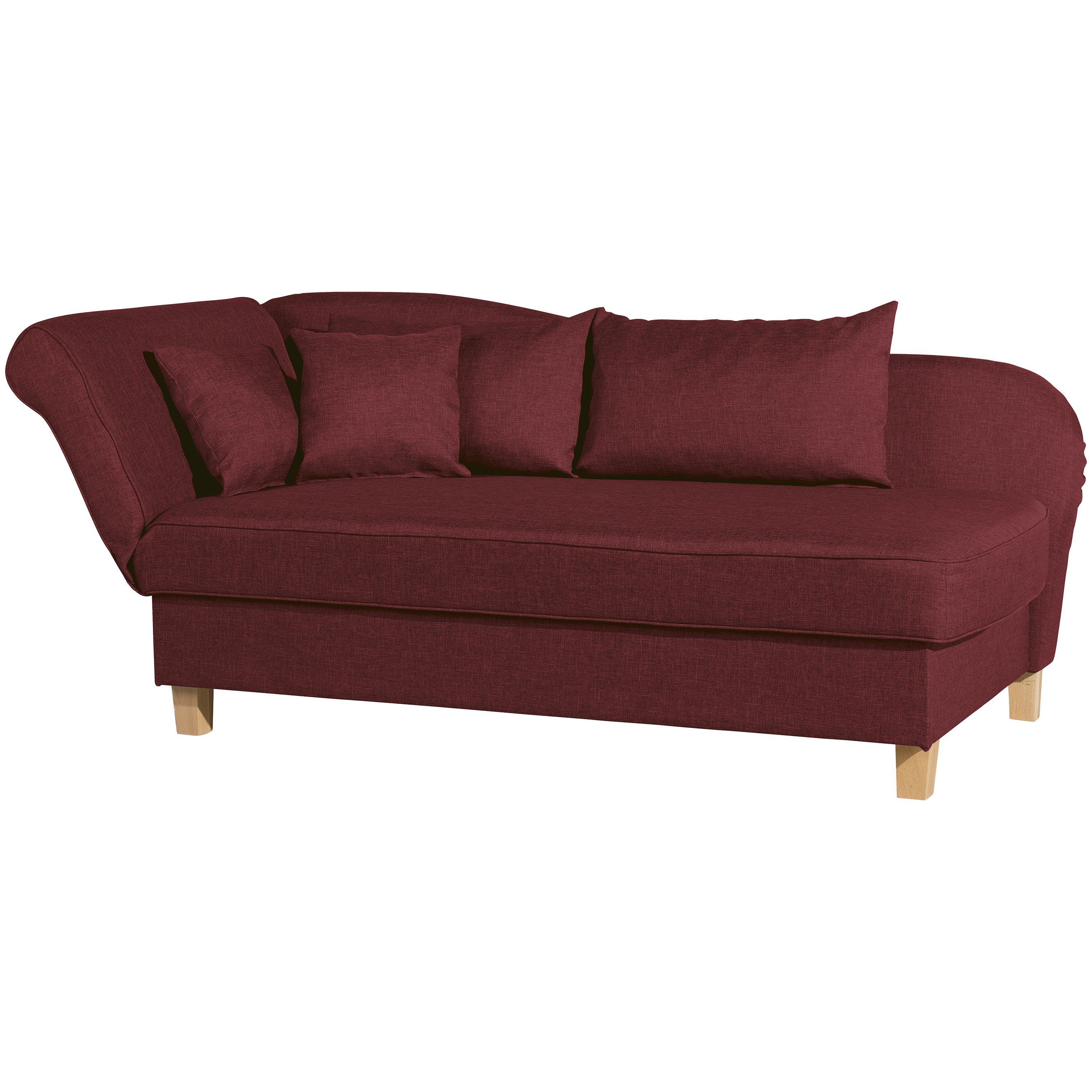 Recamiere Selma Recamiere mit Armteil links klappbar rot