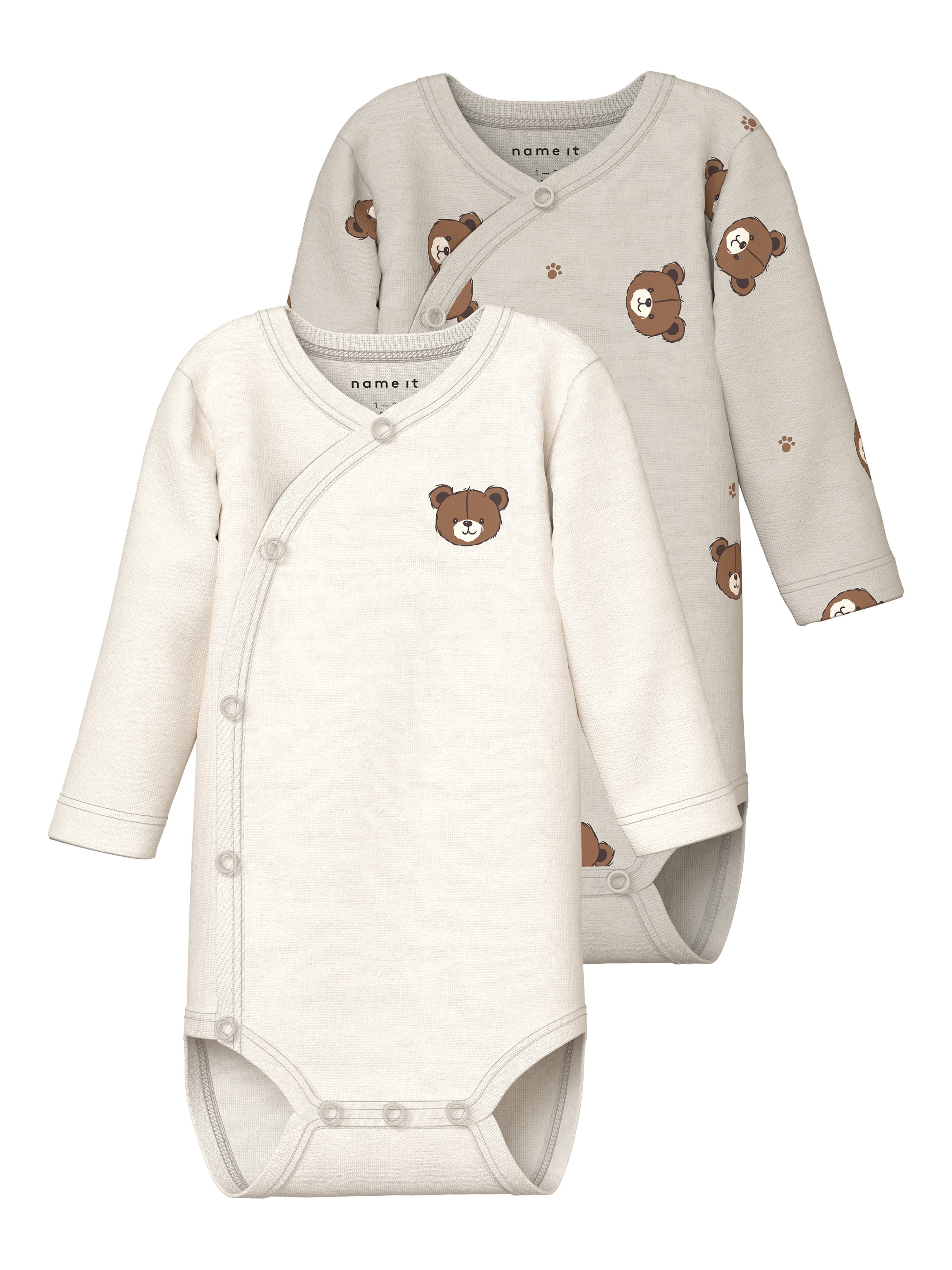 Name It Langarmwickelbody NBNBODY 2P LS WRAP PUMICE BEAR (Packung, 2-tlg)