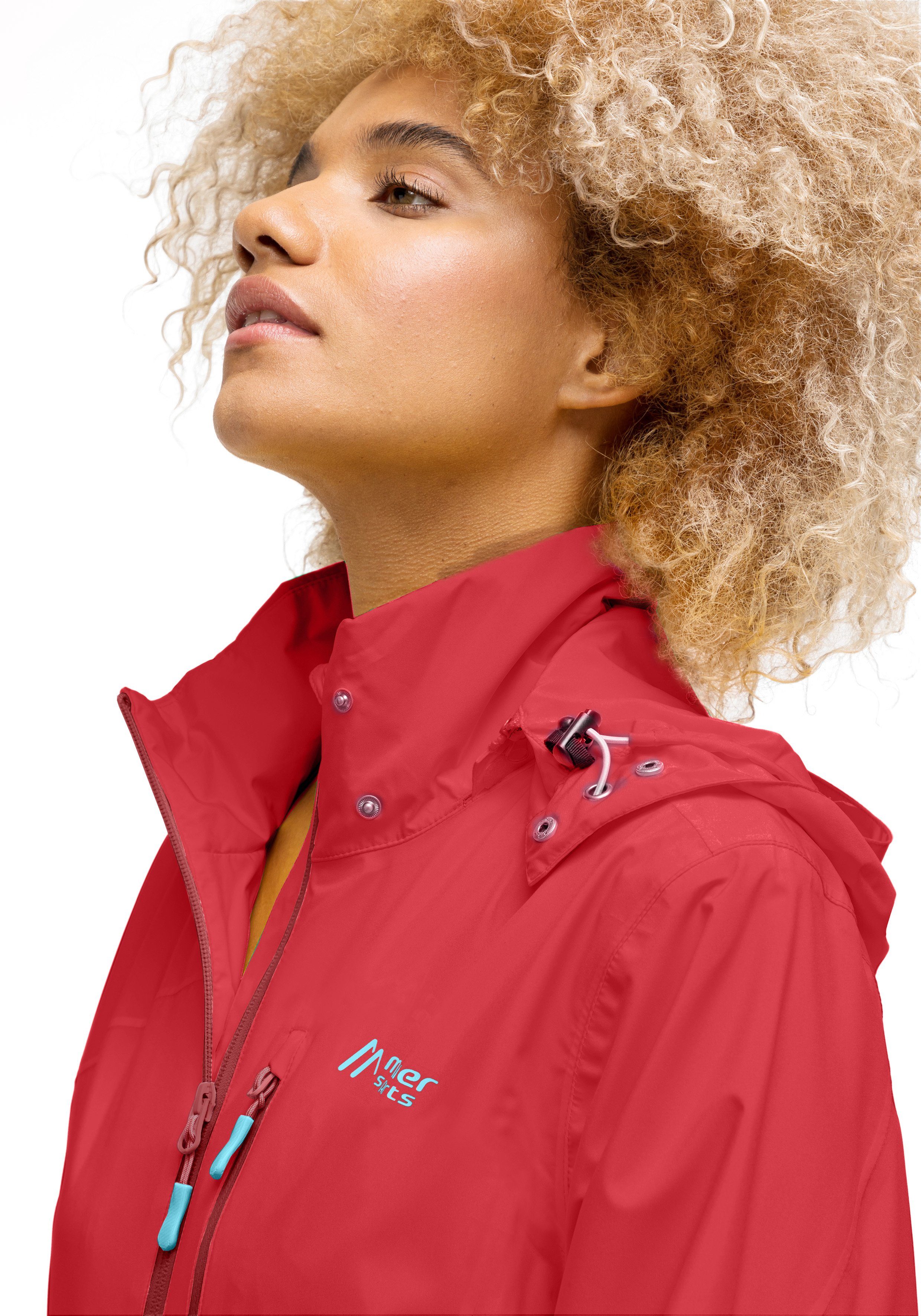 Maier Sports Outdoorjacke Zonda 2.0 W Damen Wanderjacke mit Kapuze, wasserdichte Funktionsjacke hellrot