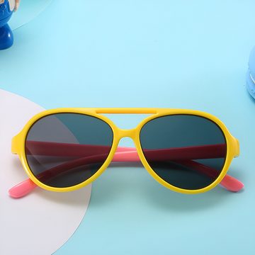 PACIEA Sonnenbrille Kieselgel Doppelbalkenrahmen UV Schutz Outdoor 3-12 Jahre alt