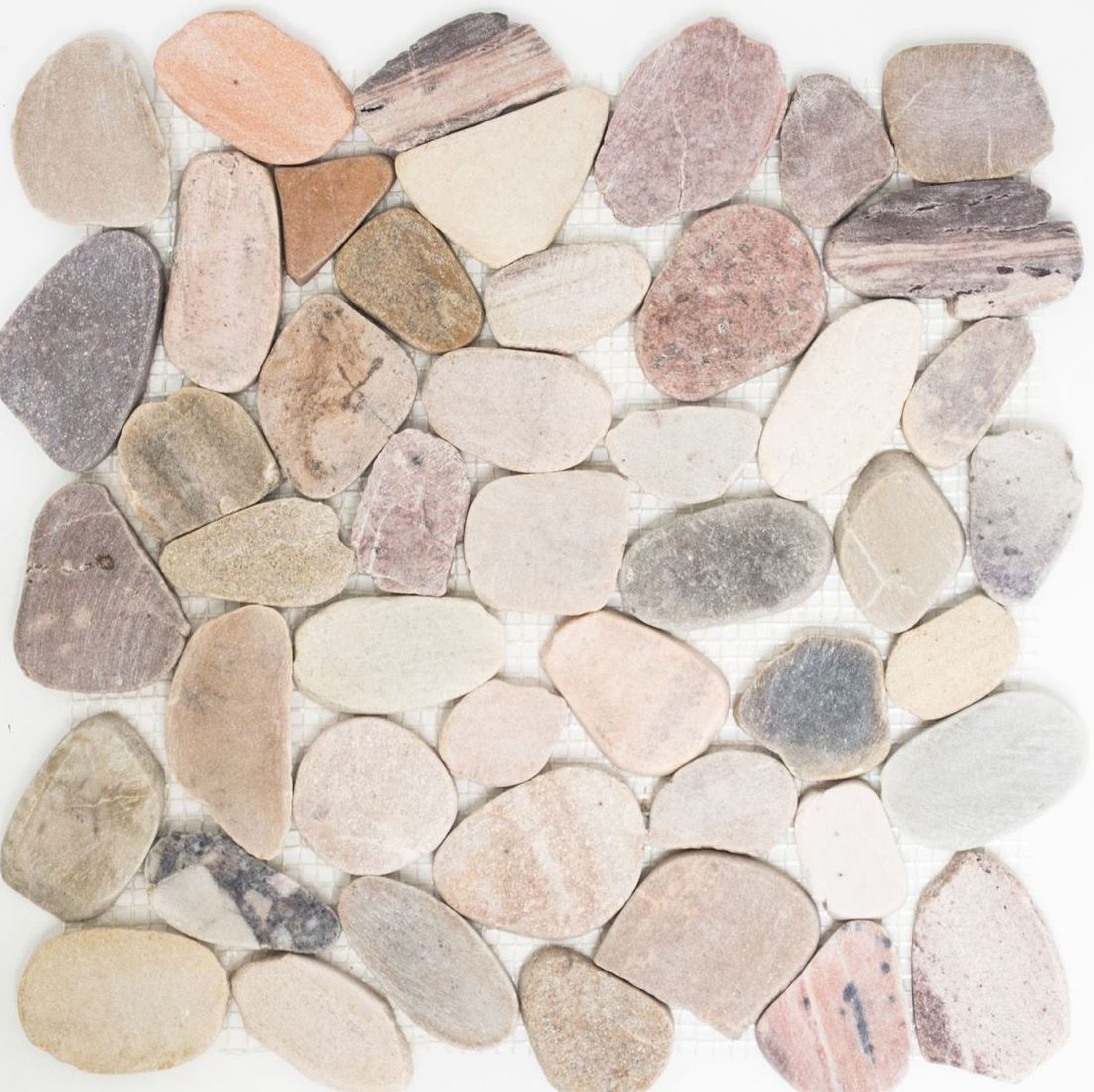 Mosani Mosaikfliesen Fliese Flußkiesel beige sand Duschtasse creme grau Küche rot grün