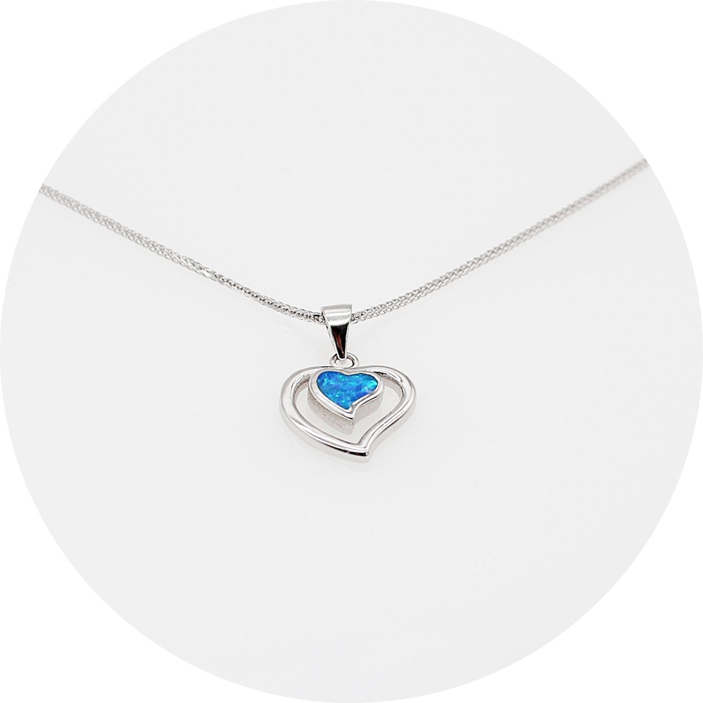Kette inklusive Sterling (Kettenlänge ELLAWIL 925), Geschenkschachtel cm, mit Herz blauen Halskette Anhänger türkis Zirkonia Silber Herzkette Silberkette 50