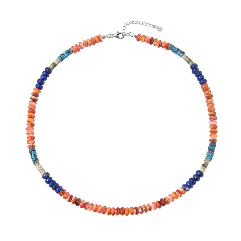 Cavill Silberkette Cavill Sterling Silber Halskette 104,4 ct Karneol Lapislazuli Türkis (1-tlg)