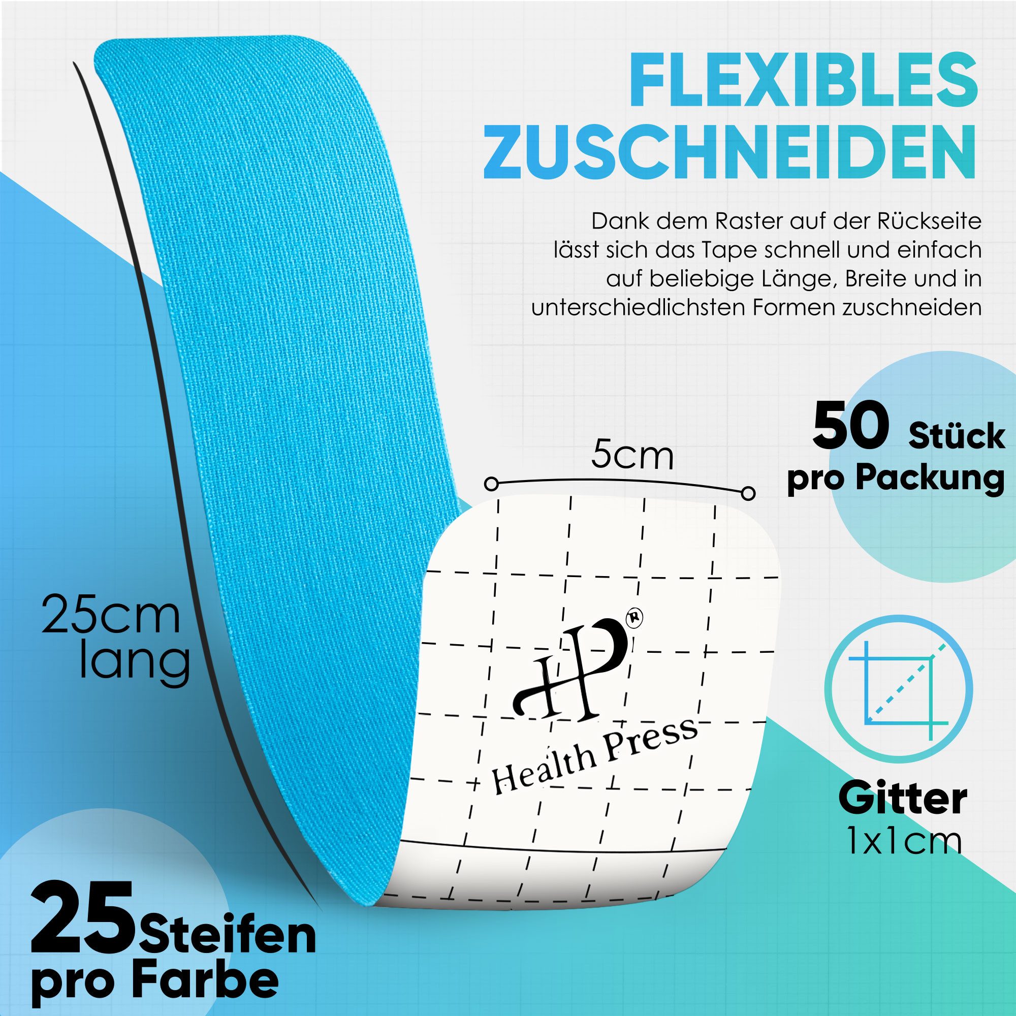 Health Press Kinesiologie-Tape Streifen-50er