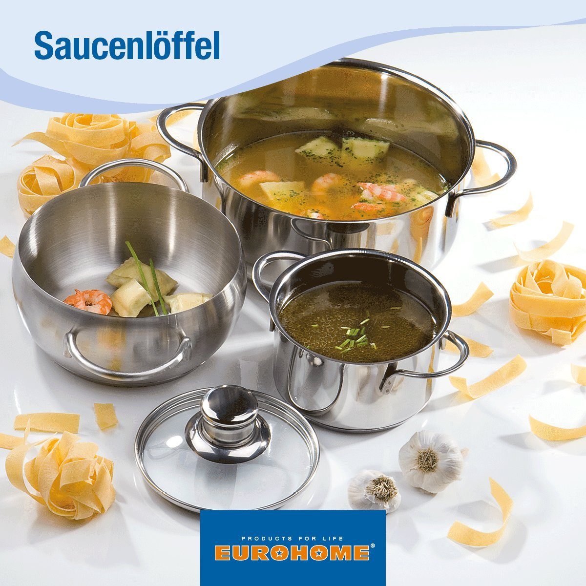 EUROHOME Soßenlöffel Edelstahl Soßenkelle OLIVIA mit Ausgießer - Rostfrei, Suppenkelle Edelstahl - Saucenkelle aufhängbar – Bild 5 von 5
