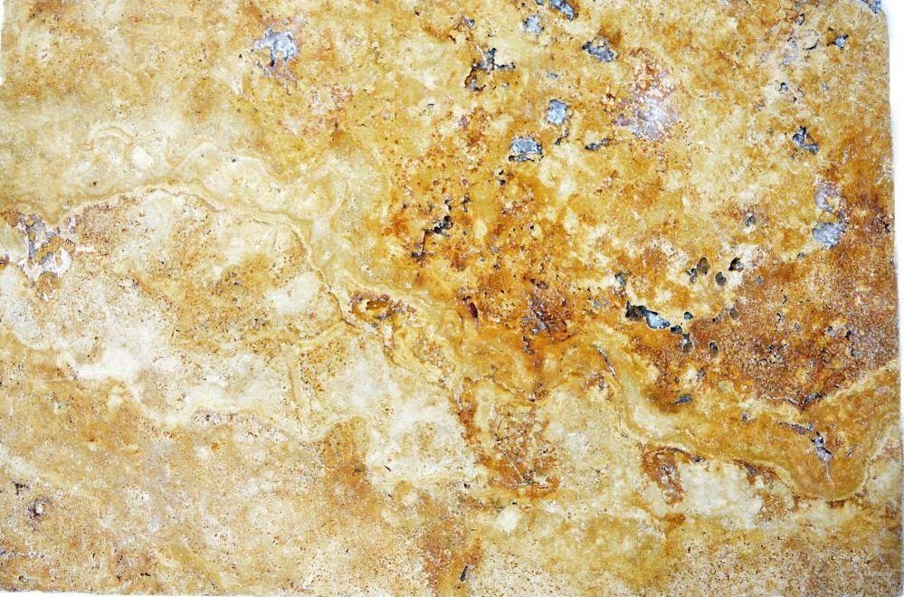 Mosani Bodenfliese Fliese Travertin Naturstein gelb gold Goldbraun Antike Optik