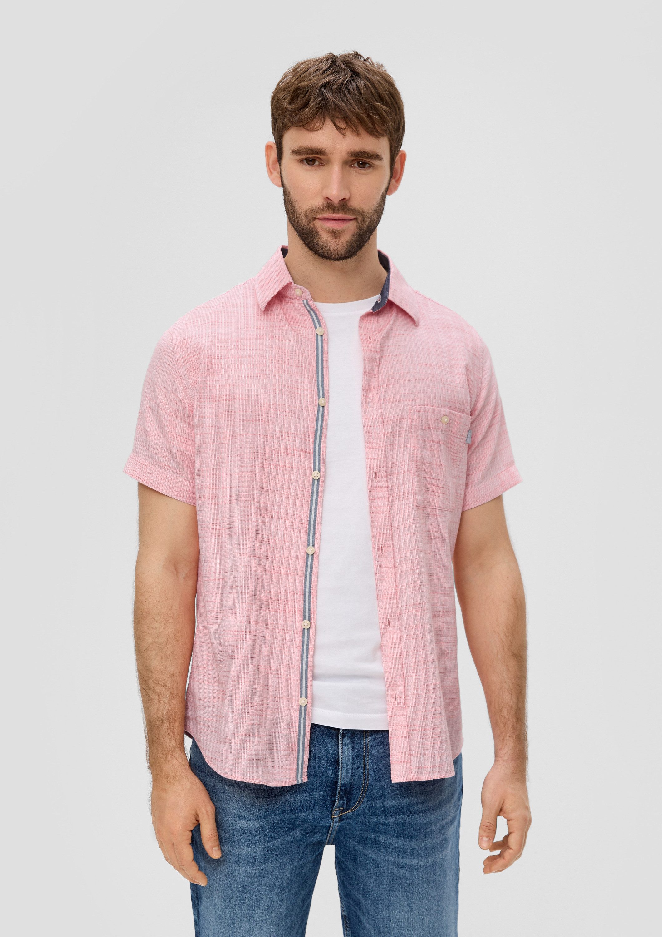 s.Oliver Kurzarmhemd Hemd Slim: Kurzarmhemd mit Kentkragen