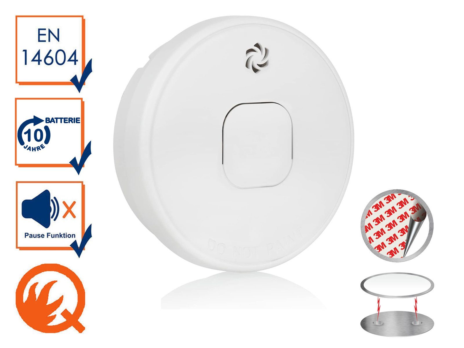 smartwares Rauchmelder (Brandmelder mit 10Jahres Batterie & Magnethalter, Weiß, Ø 10cm)